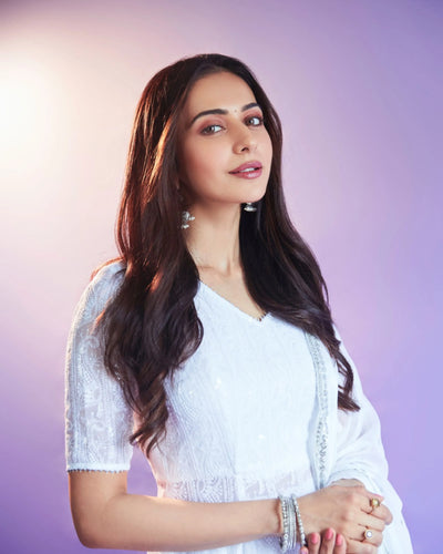 White Sequence Embroidered Kurta Set With Dupatta