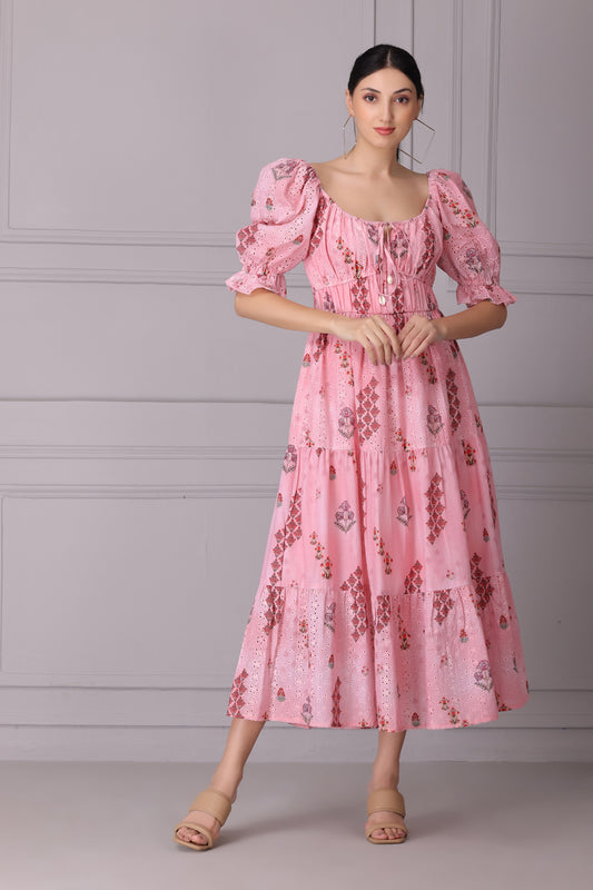 Brick Pink Tie Dye Midi Dress