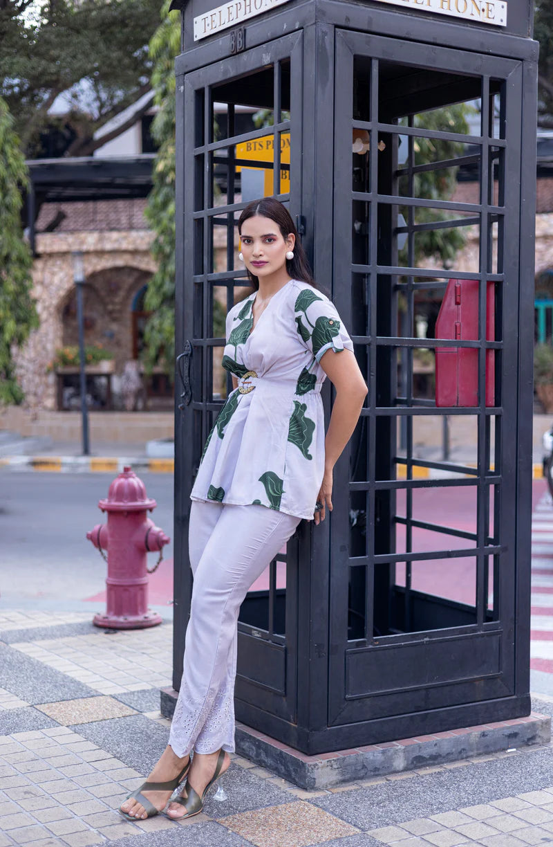 Greige Tropical Co-ord Set