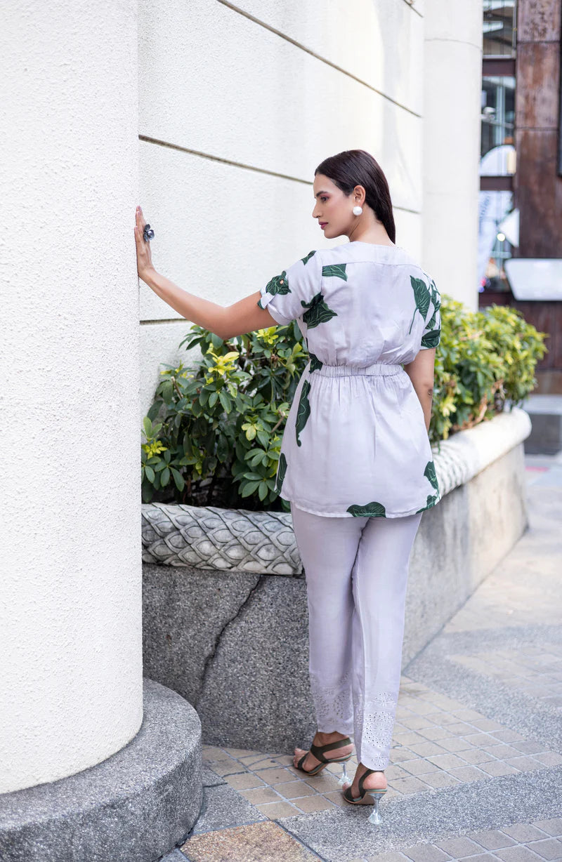 Greige Tropical Co-ord Set