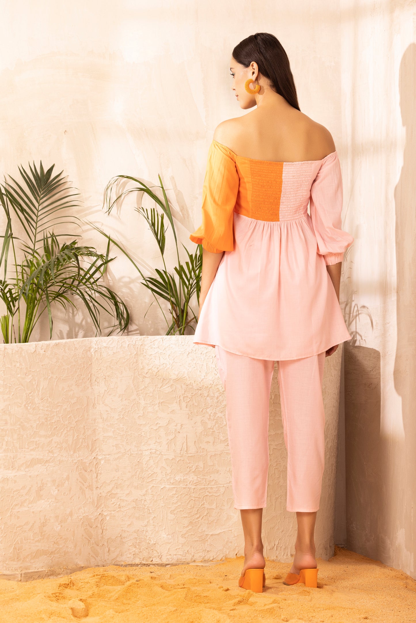 PEACH COLOR BLOCK CO-ORD SET