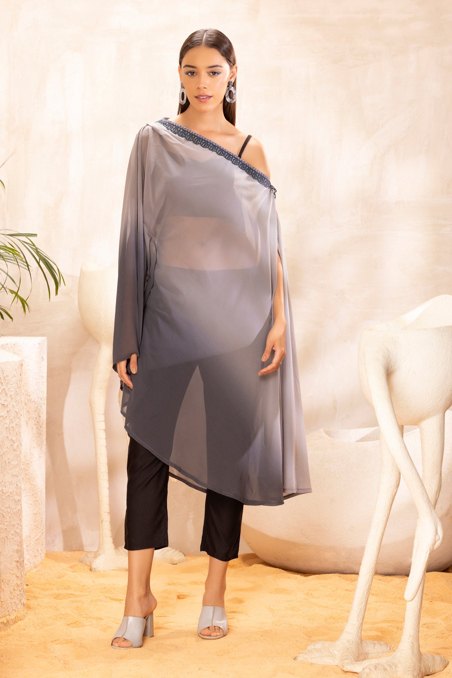 Grey Ombre Kaftan Set