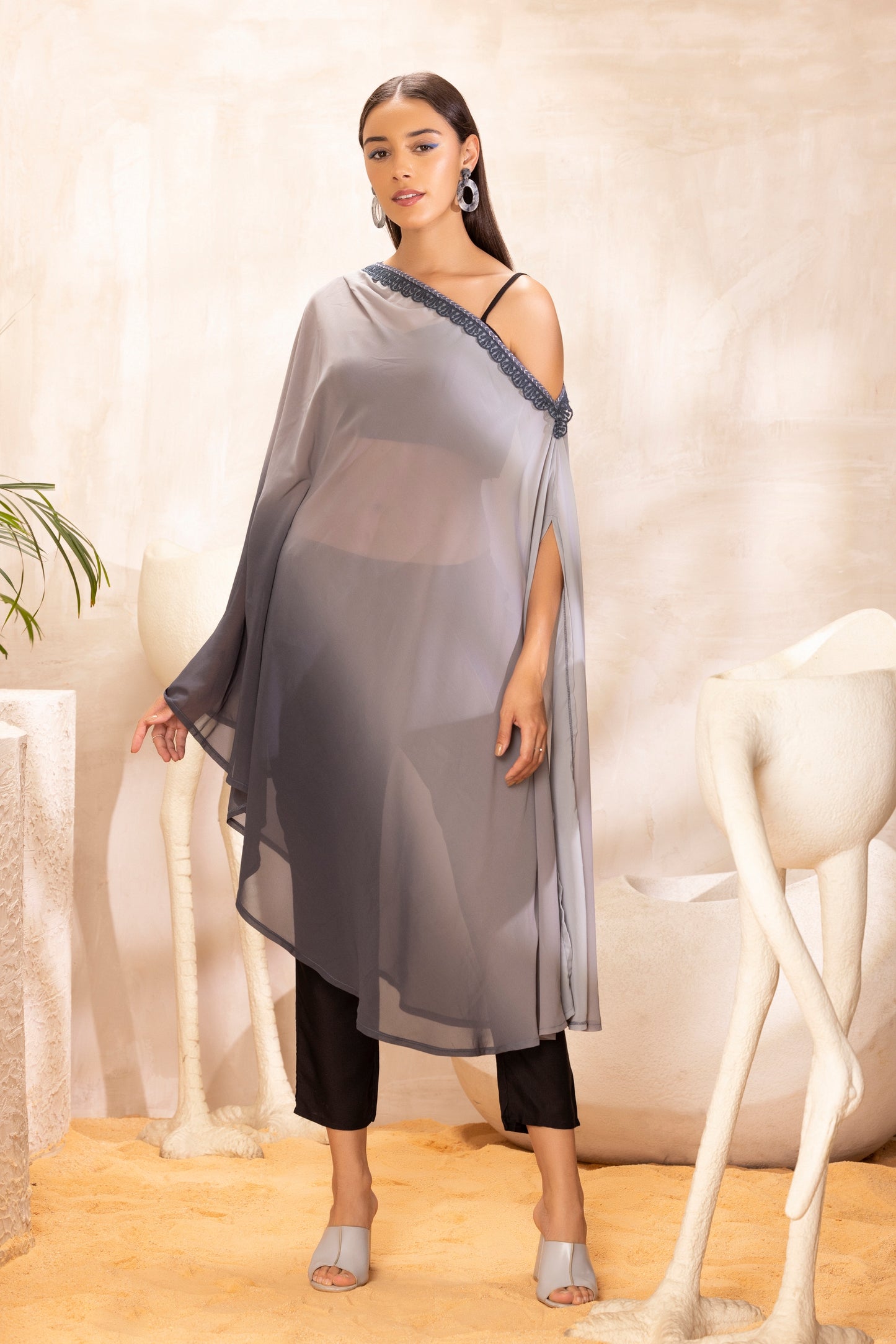 Grey Ombre Kaftan Set