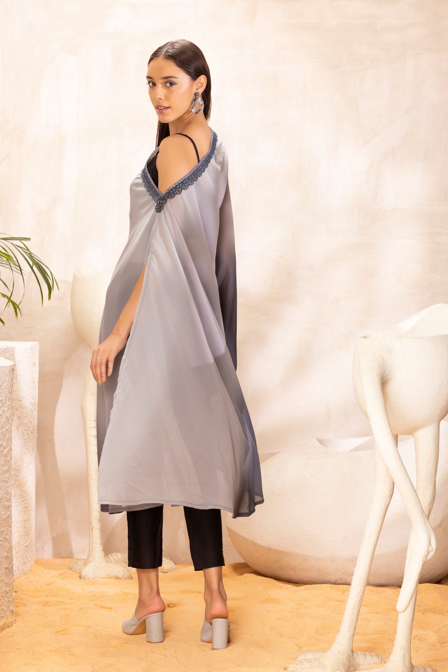 Grey Ombre Kaftan Set