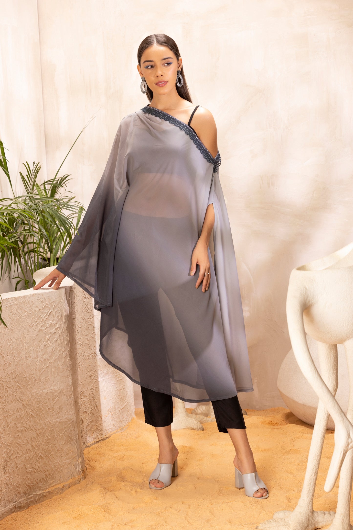 Grey Ombre Kaftan Set
