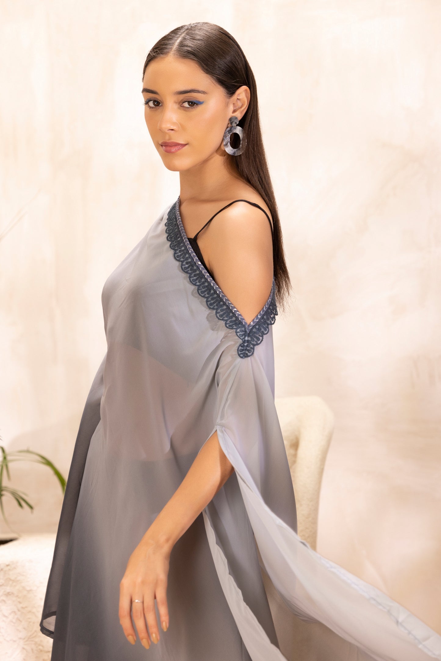Grey Ombre Kaftan Set