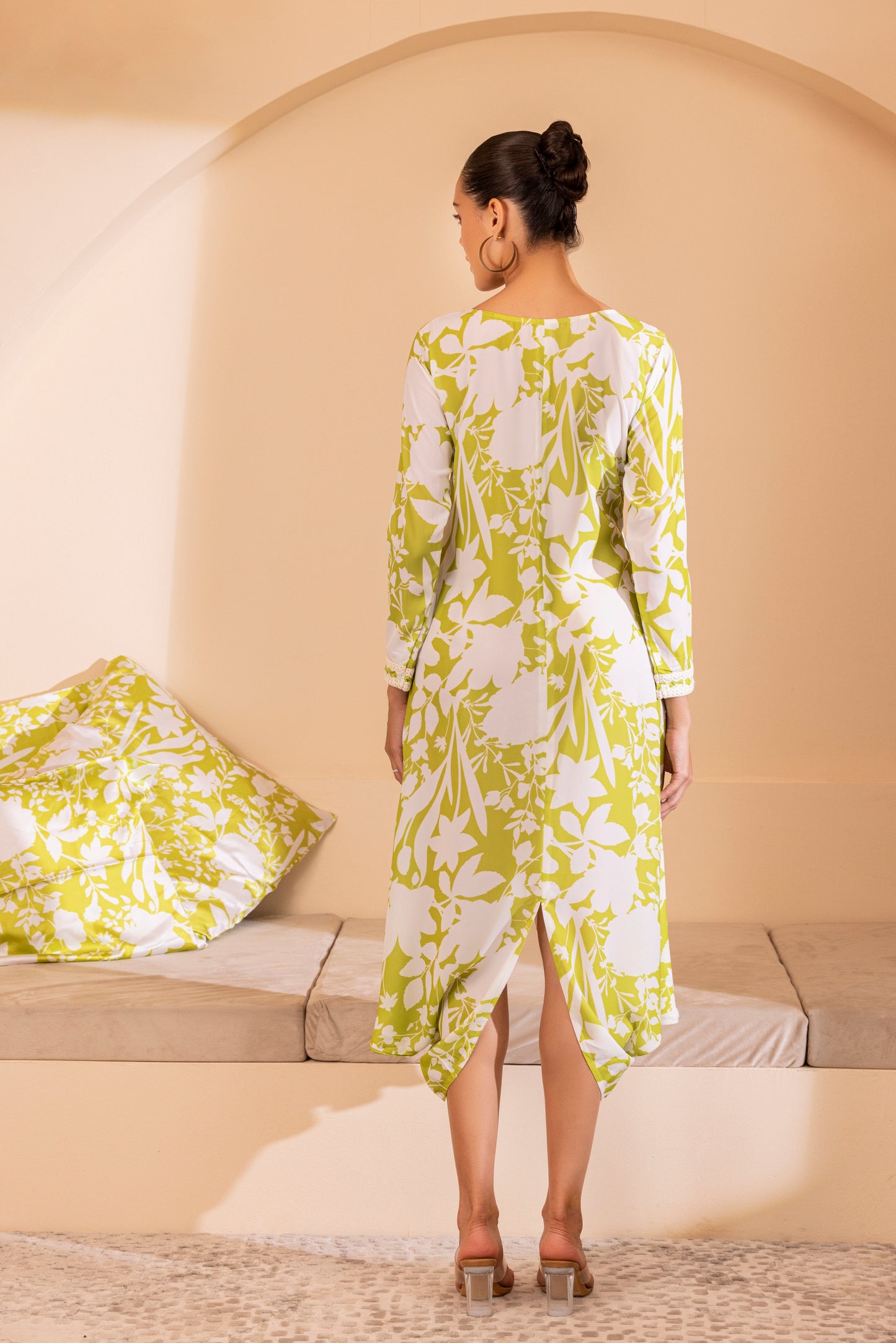 Lime Floral Printed Tunic Dress