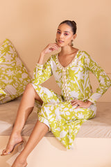 Lime Floral Printed Tunic Dress