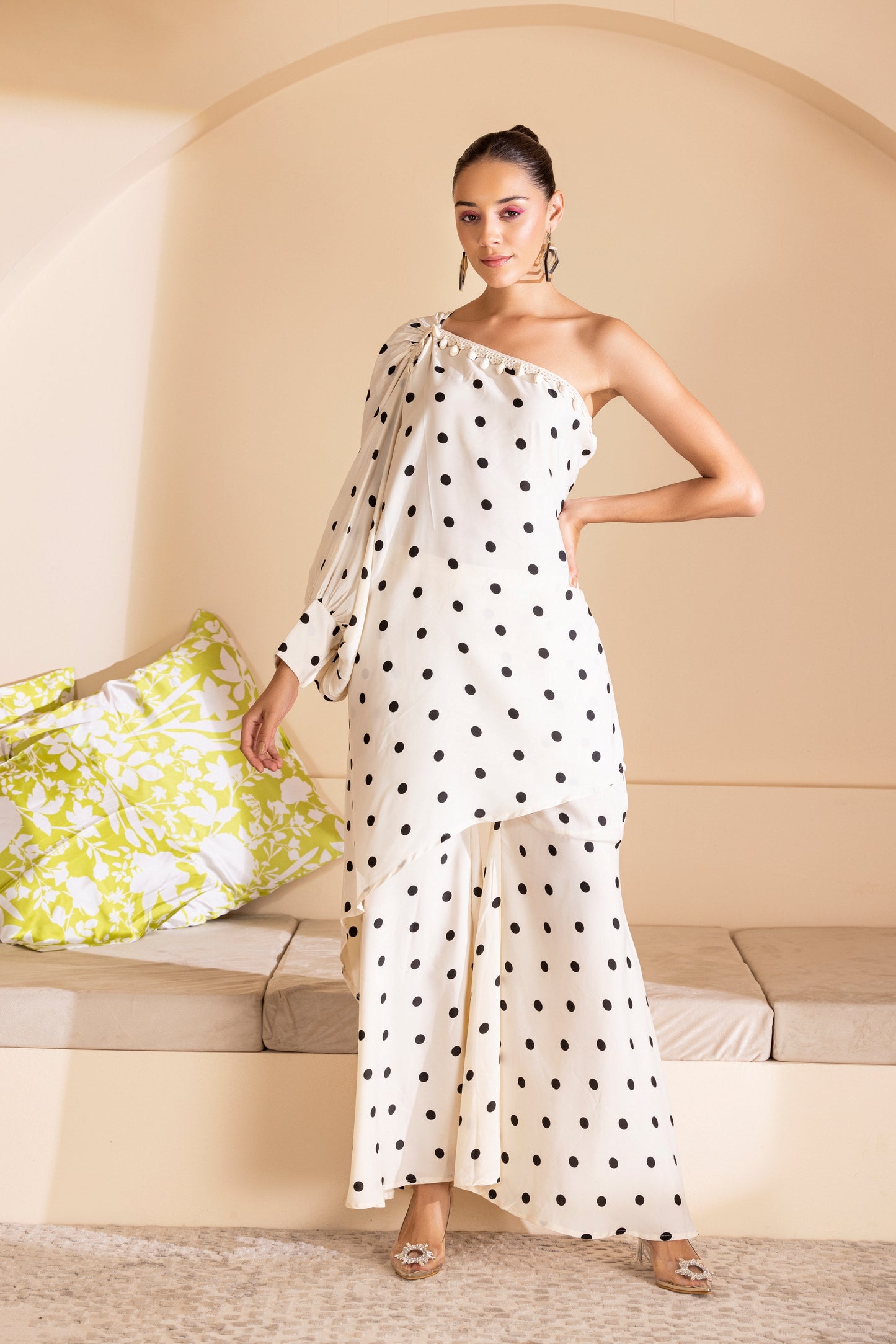 Cream Polka Dot Indie-Fusion Set
