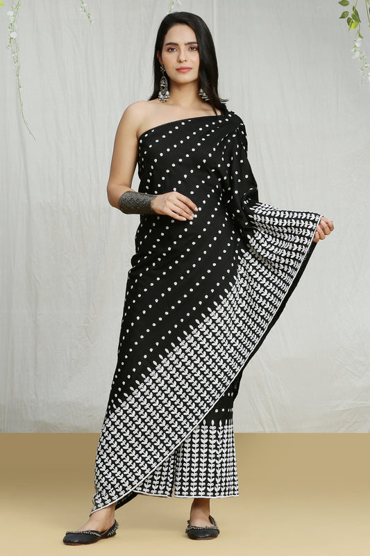 Black Embroidered Indie-Fusion Set