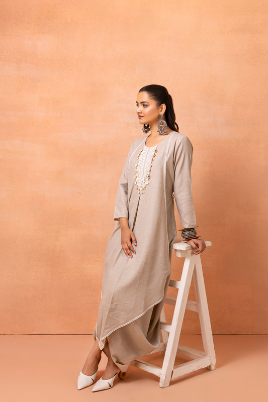 Khaki Bohemian Long Jumpsuit Drape Dress
