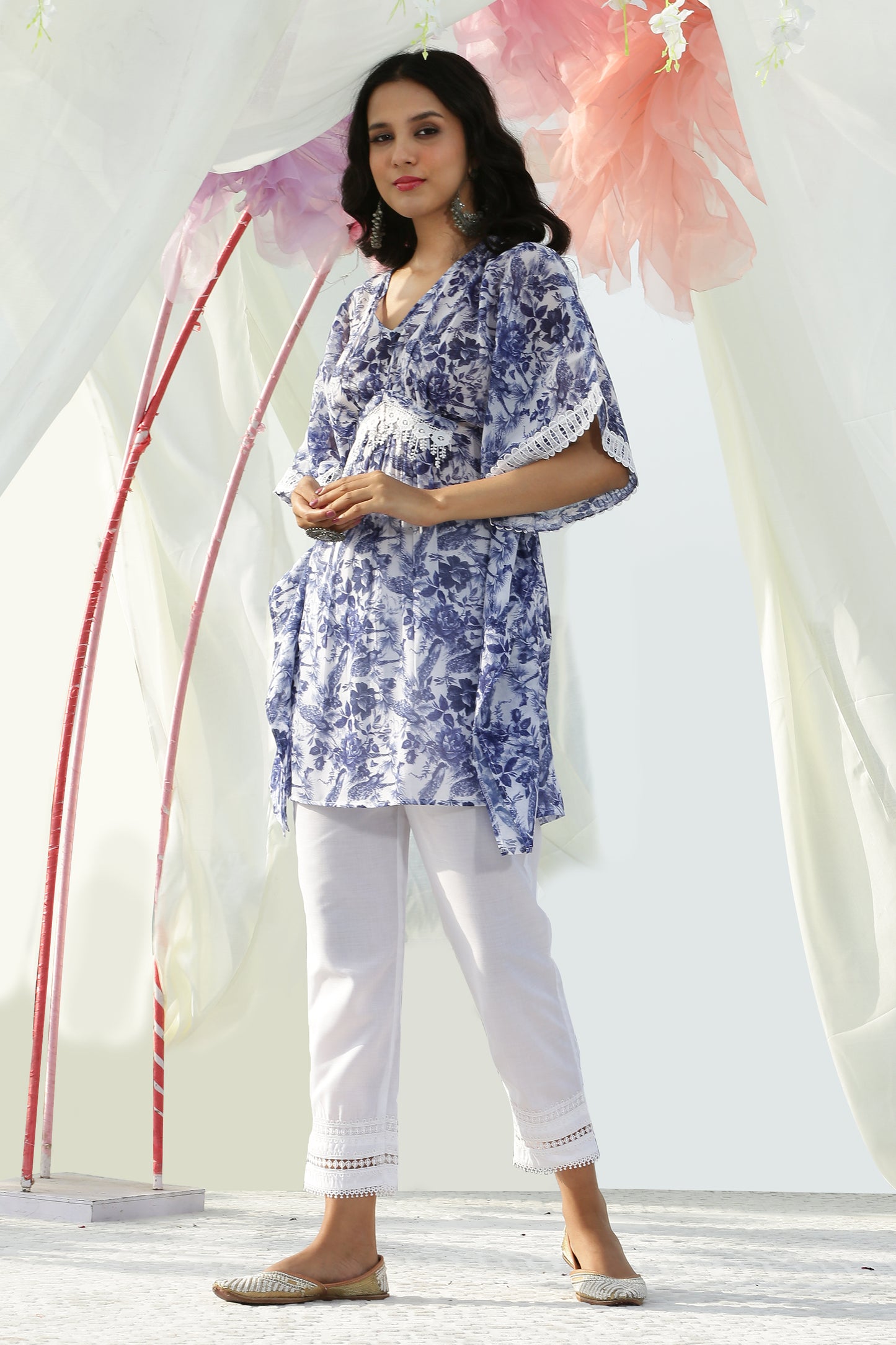 Peacock Floral Printed Kaftan