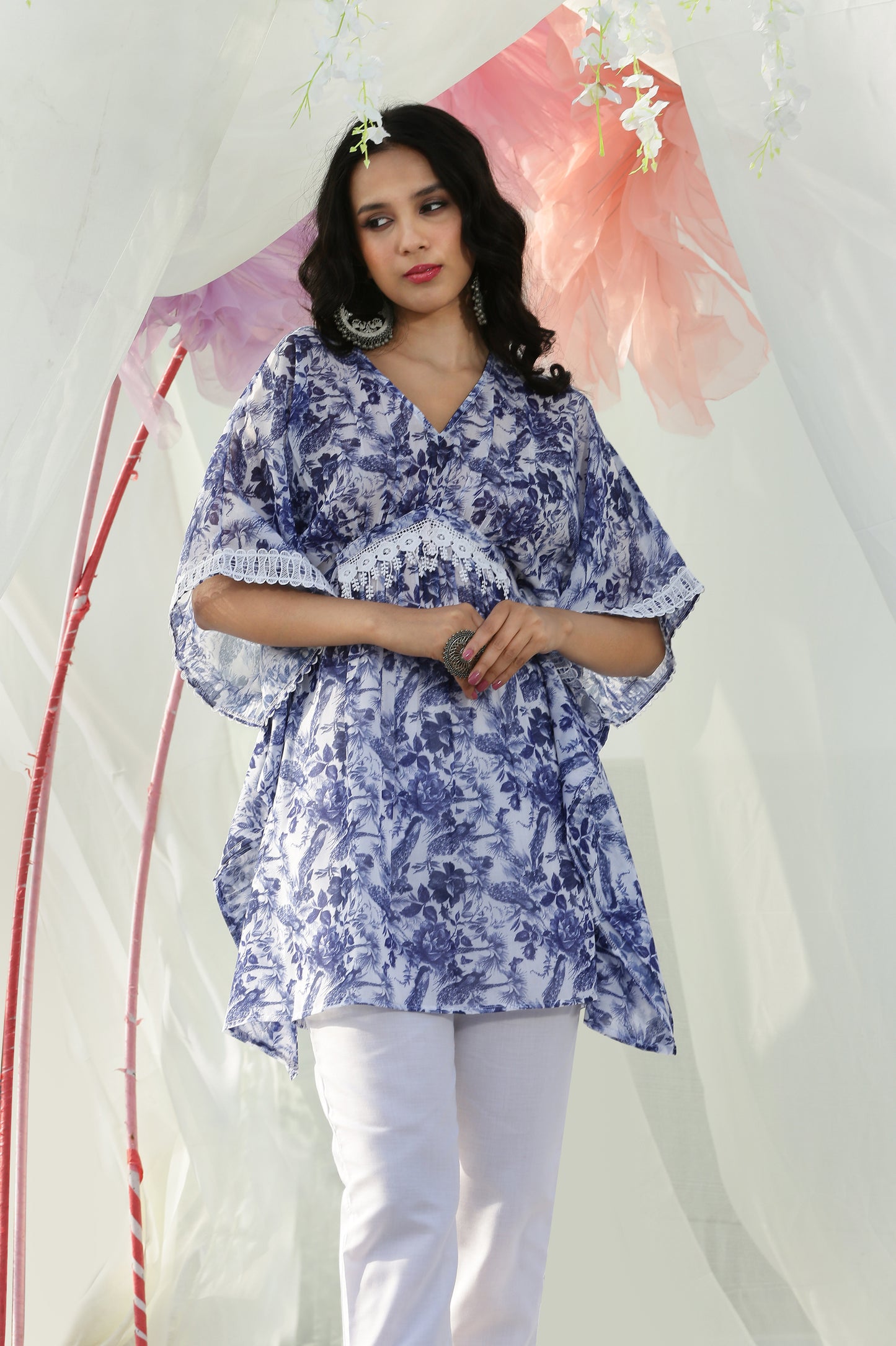 Peacock Floral Printed Kaftan