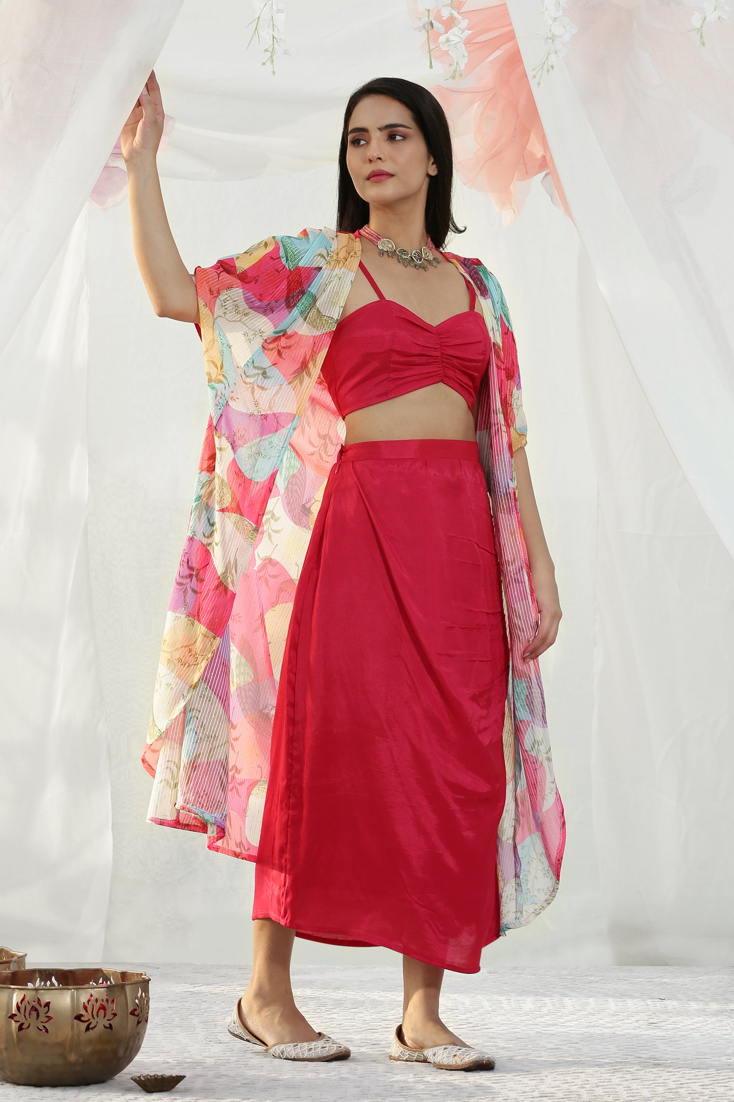 Hot Pink Co-ord with Cape