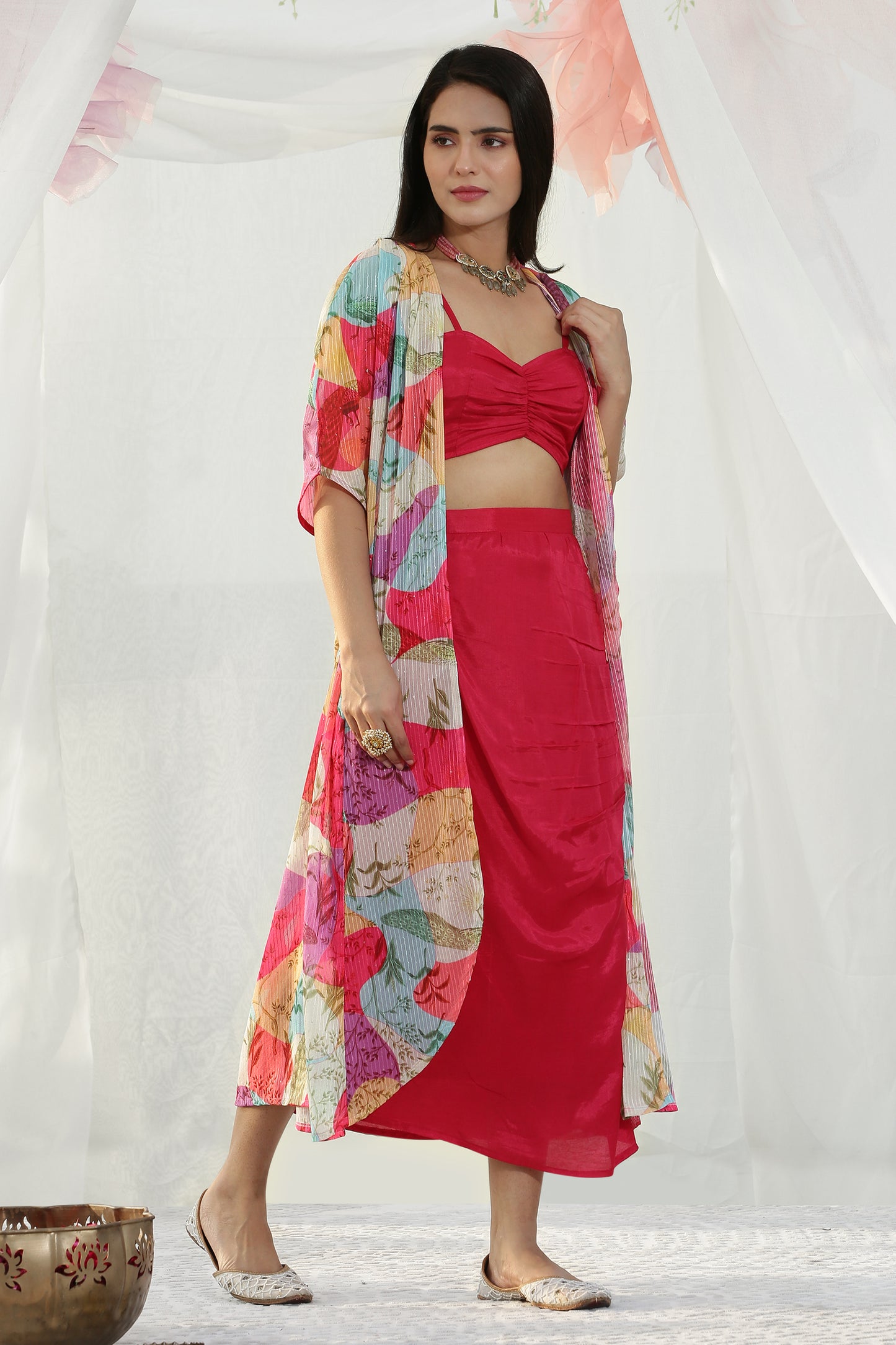 Hot Pink Co-ord with Cape