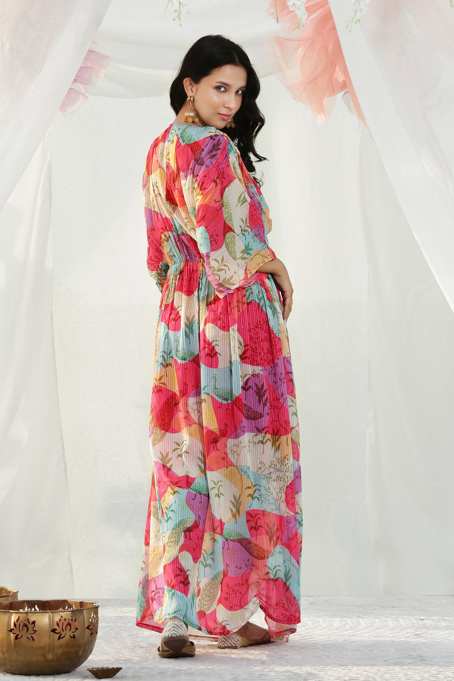 Color Blocked Kaftan Maxi Dress