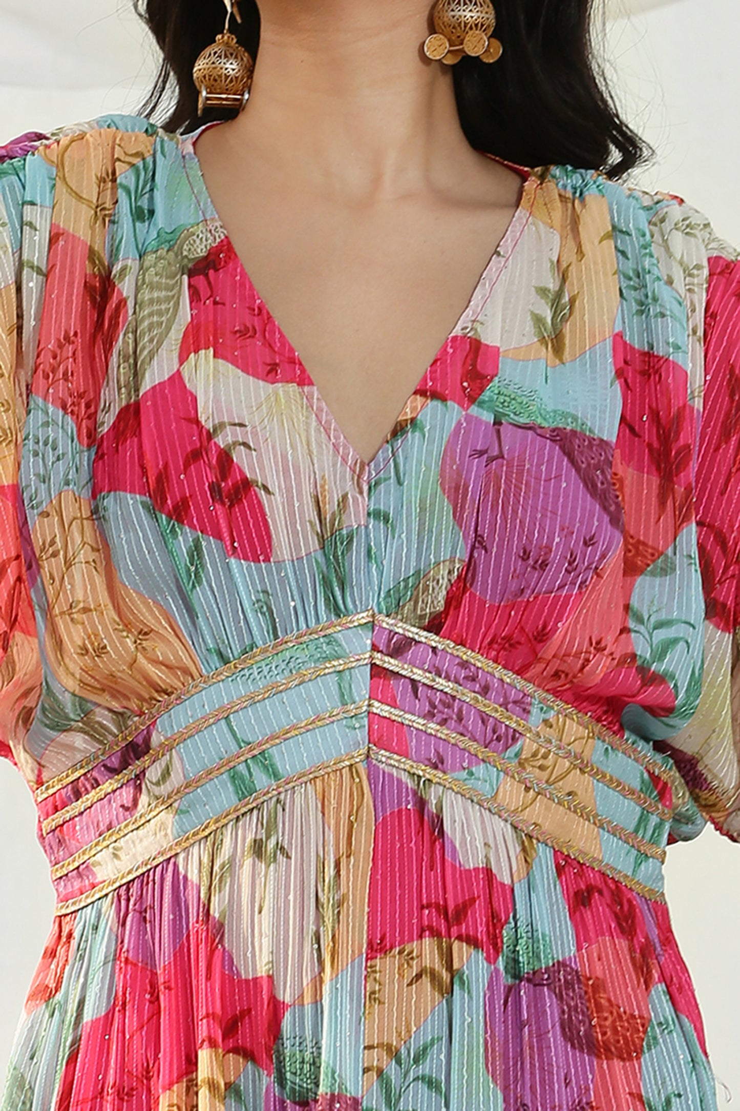 Color Blocked Kaftan Maxi Dress