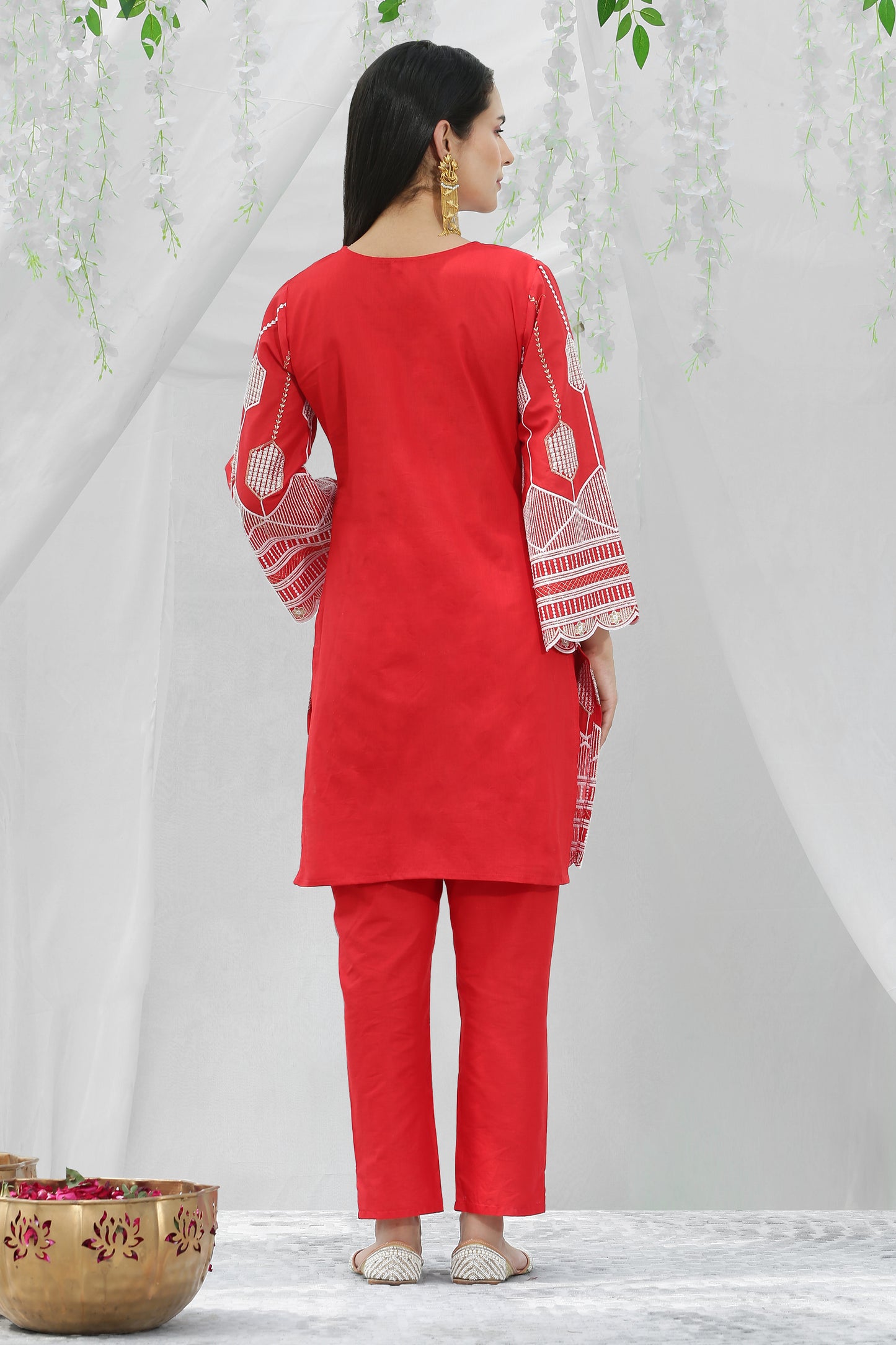 Mulled cranberry Embroidered Kurta Set