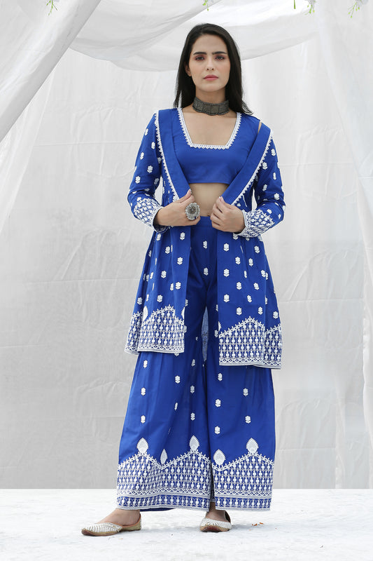 Royal Chikankari Indo-Western Set