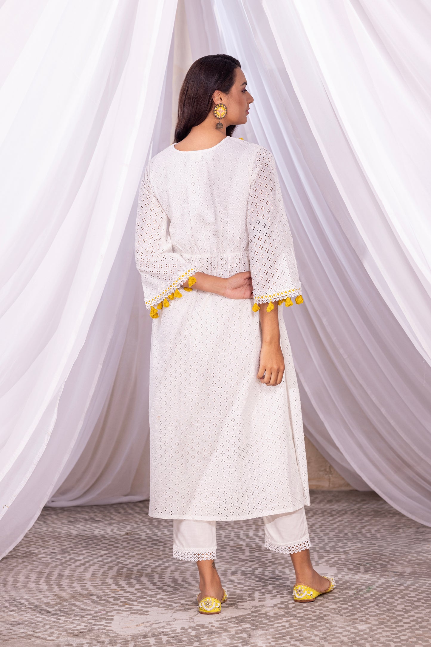 White Boho Kurta Set