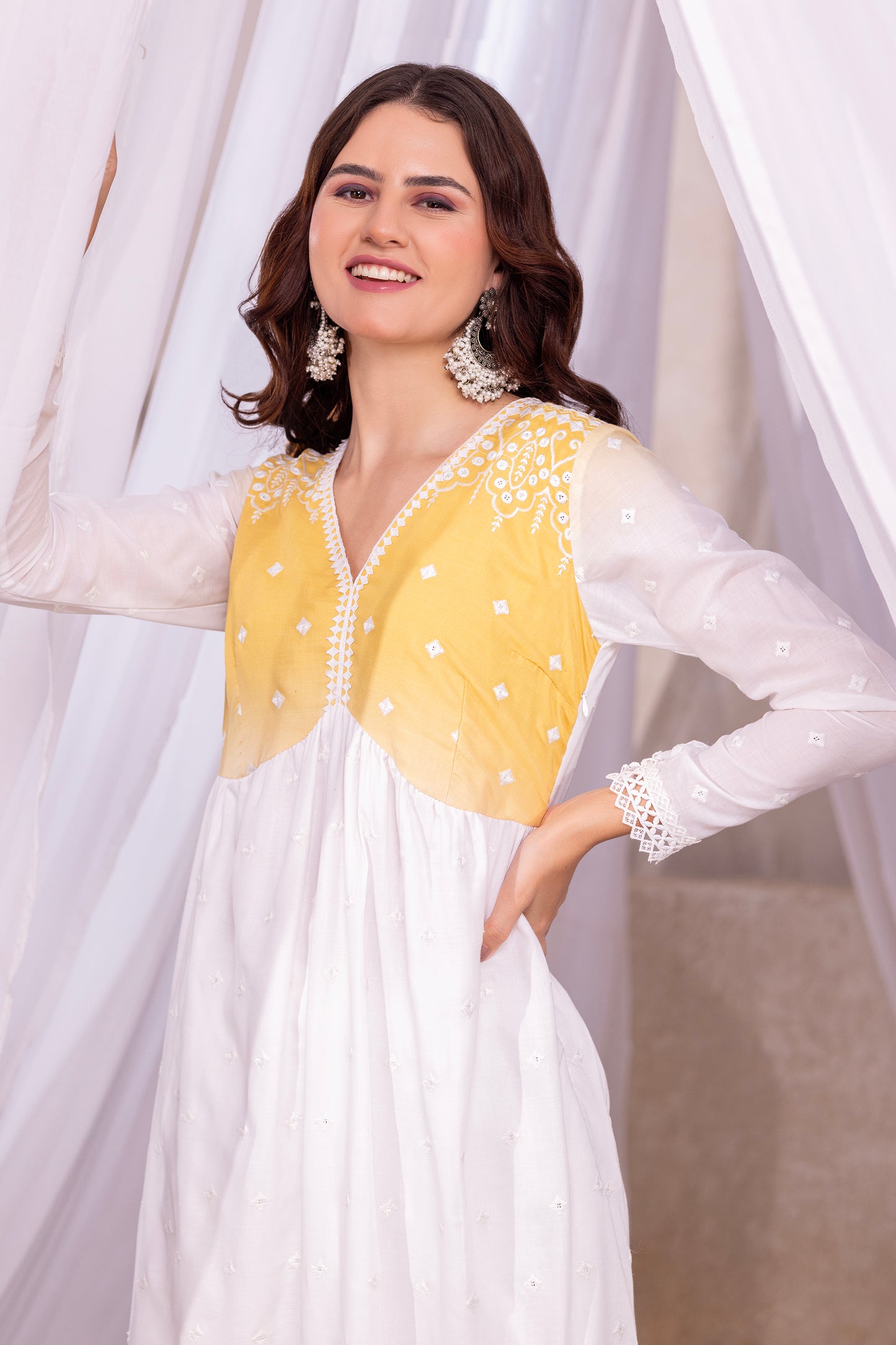 White-Yellow Ombre Tiered Suit Set