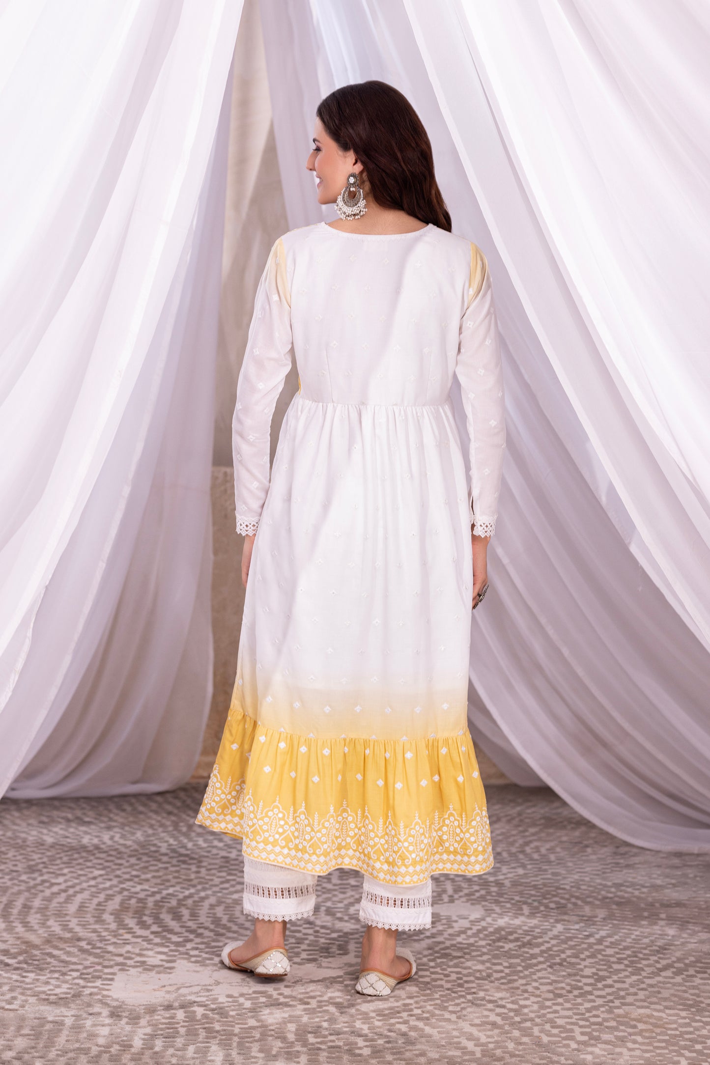 White-Yellow Ombre Tiered Suit Set