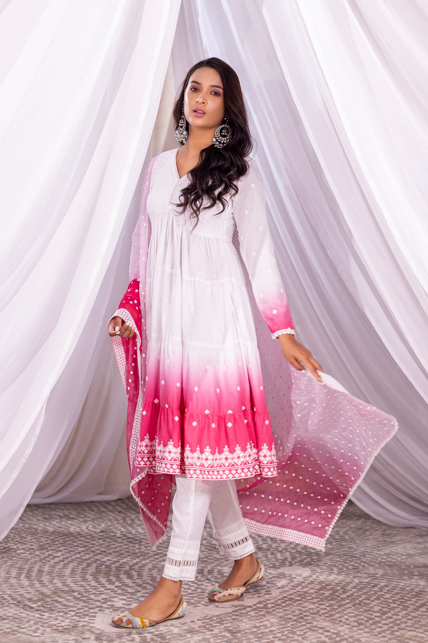 White-Hot Pink Ombre Tiered Suit Set