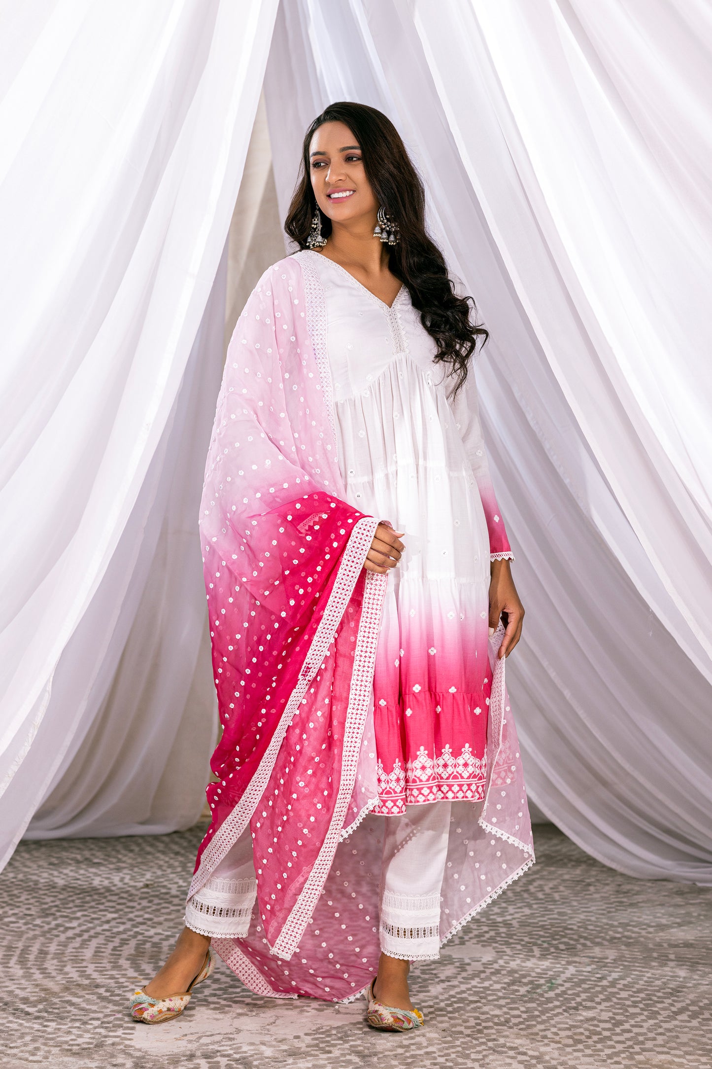 White-Hot Pink Ombre Tiered Suit Set