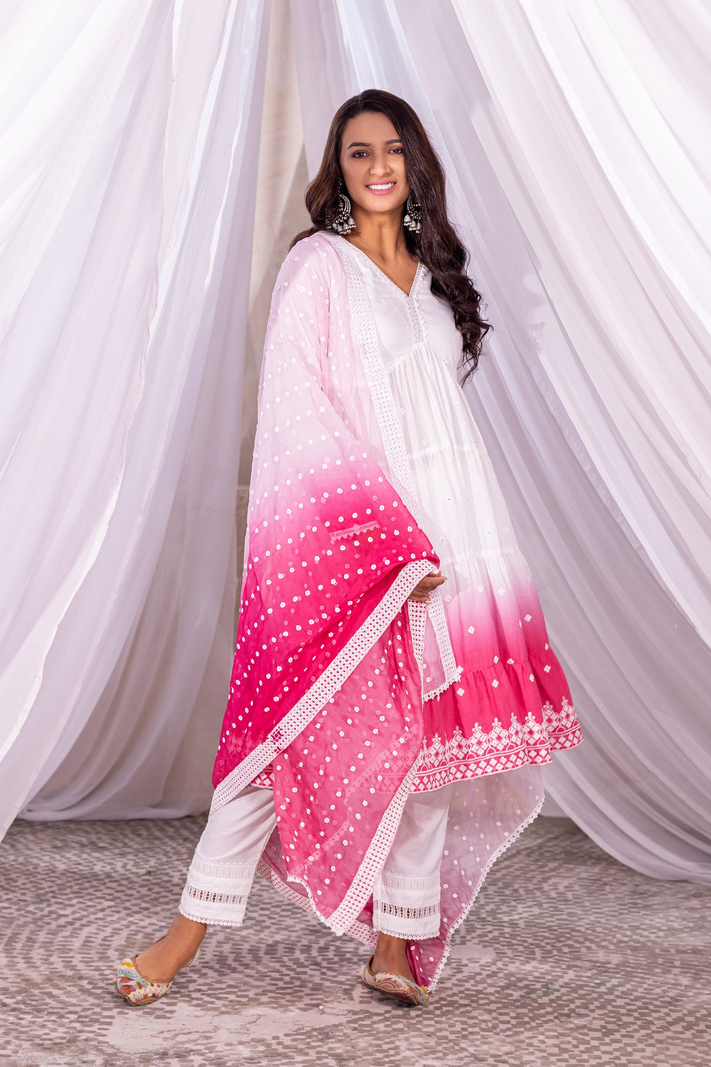 White-Hot Pink Ombre Tiered Suit Set