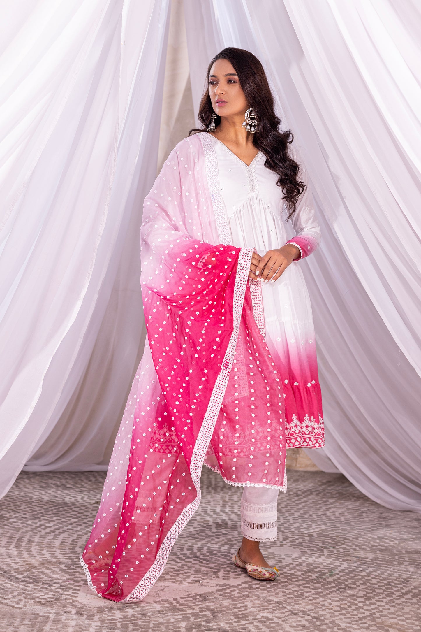 White-Hot Pink Ombre Tiered Suit Set