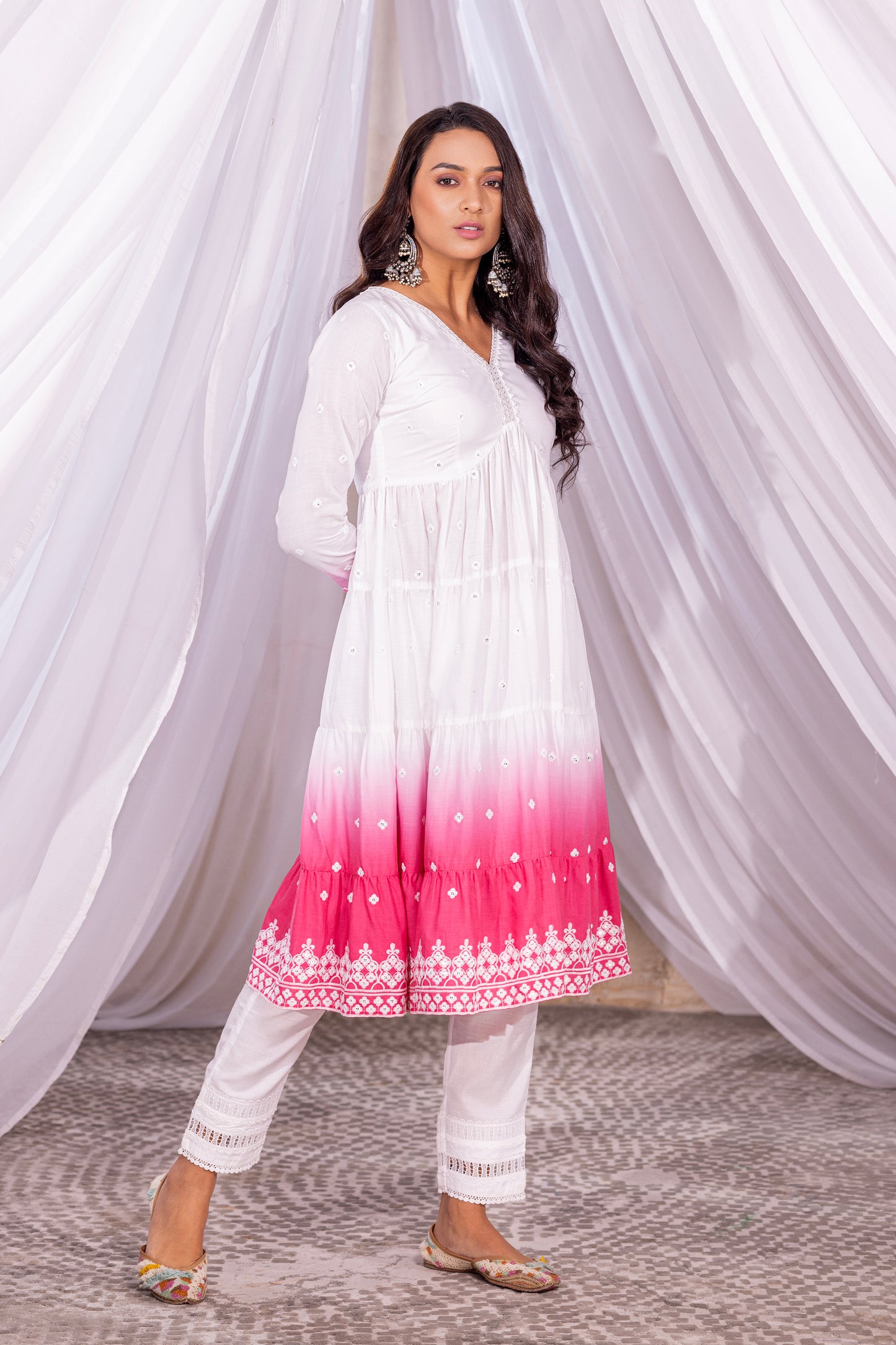 White-Hot Pink Ombre Tiered Suit Set