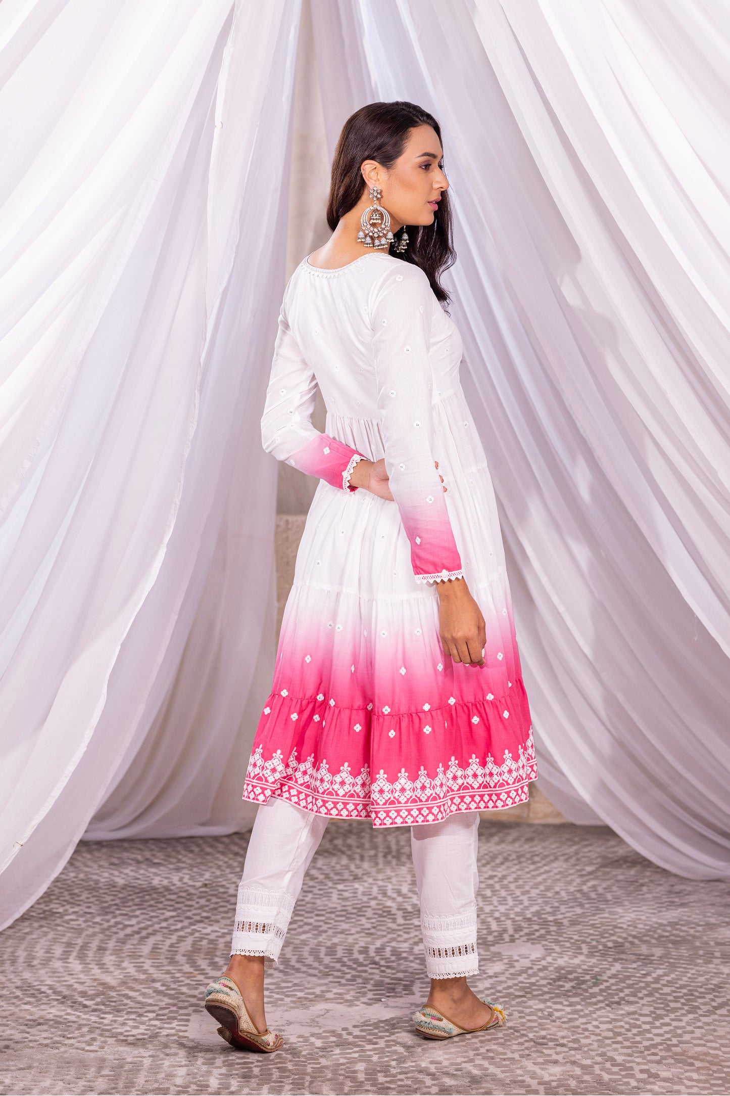 White-Hot Pink Ombre Tiered Suit Set