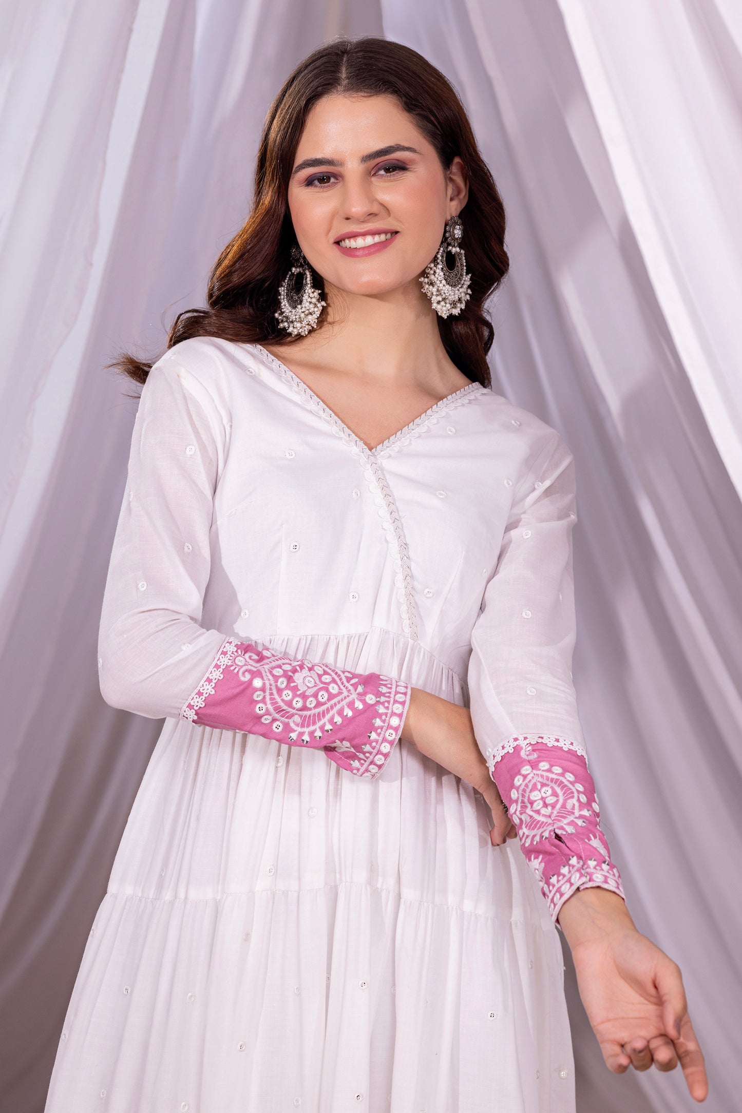 White-Mauve Ombre Tiered Suit Set