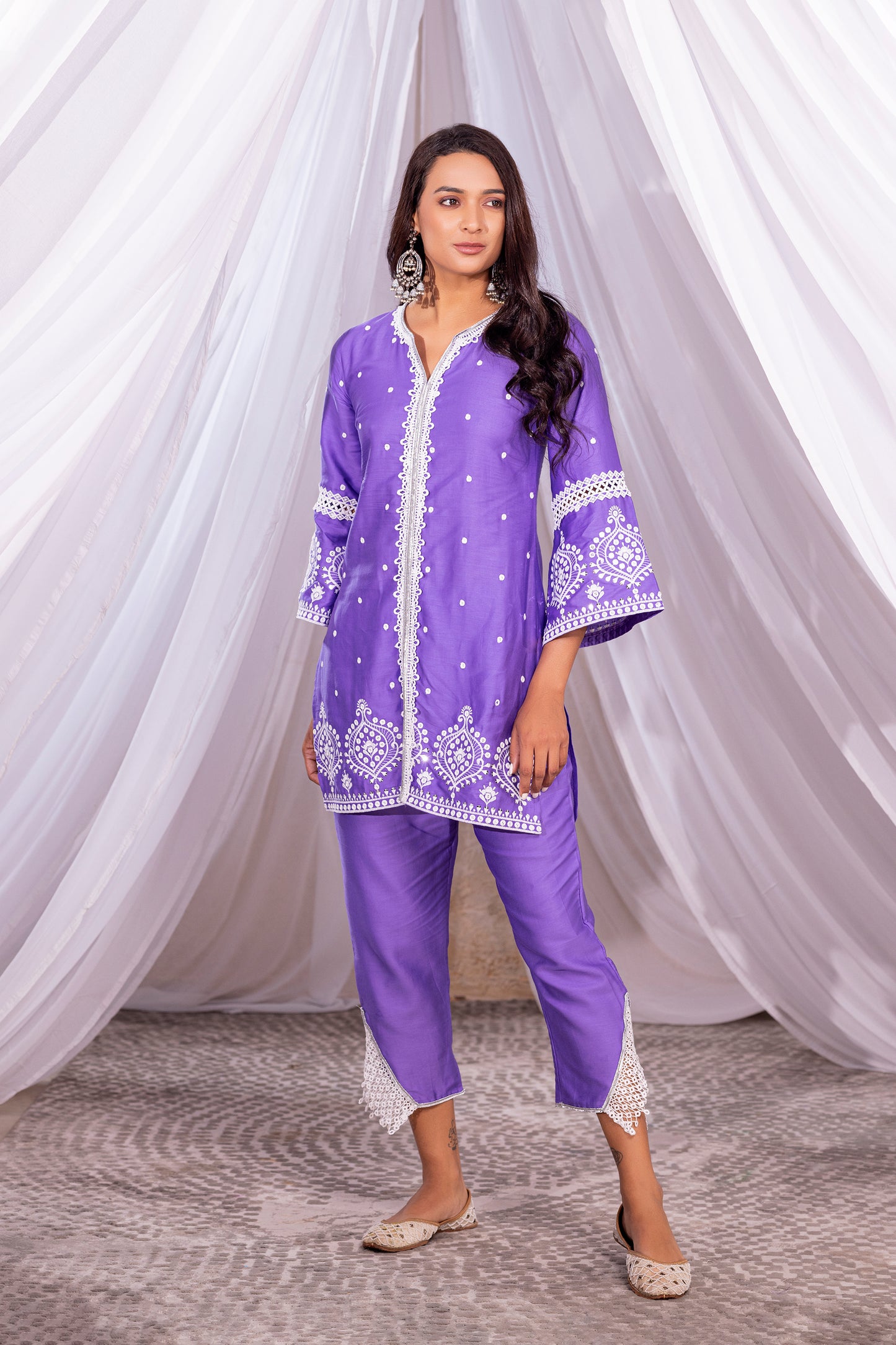 LILAC SEQUENCE EMBROIDERED KURTA SET