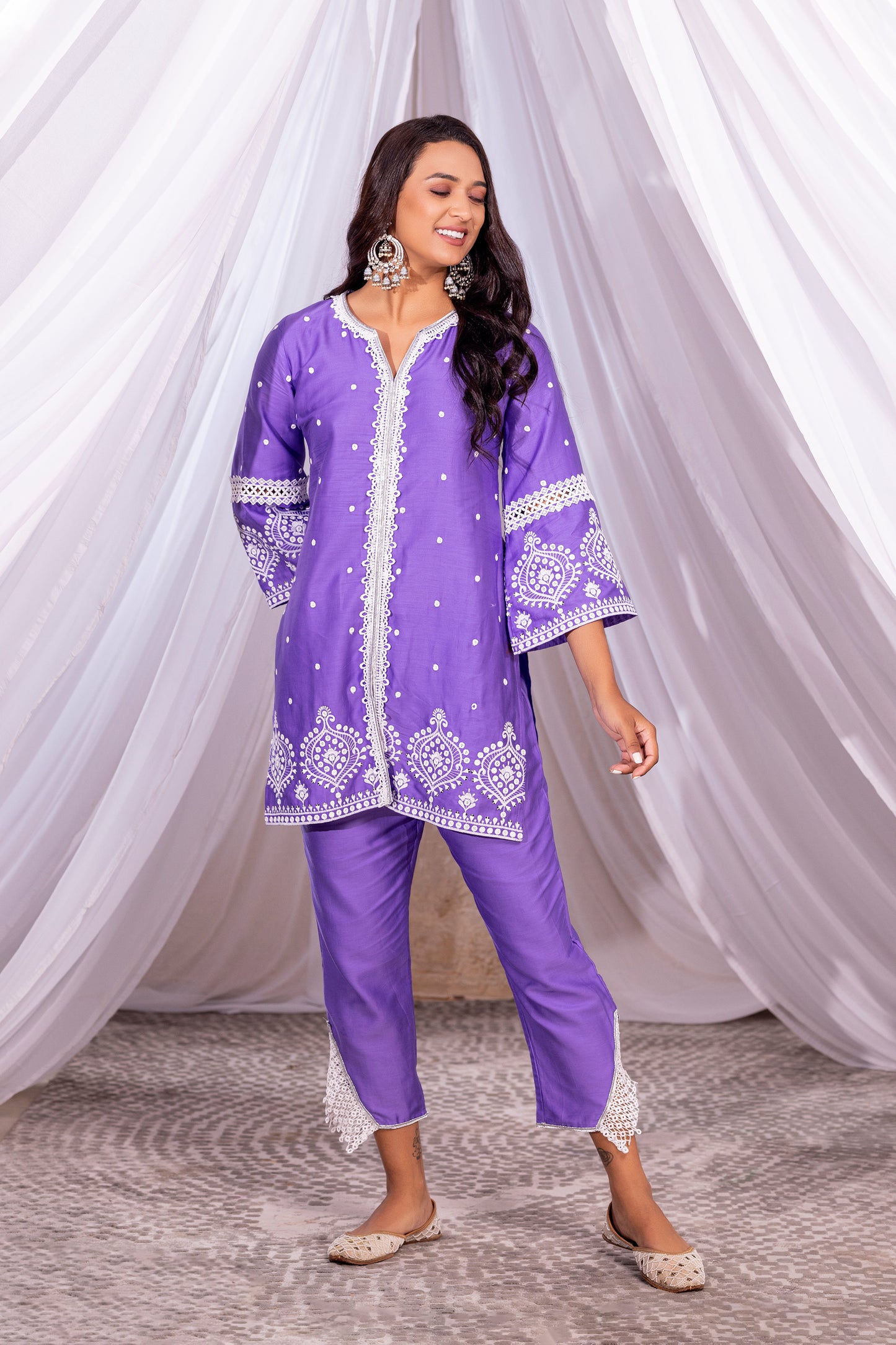 LILAC SEQUENCE EMBROIDERED KURTA SET