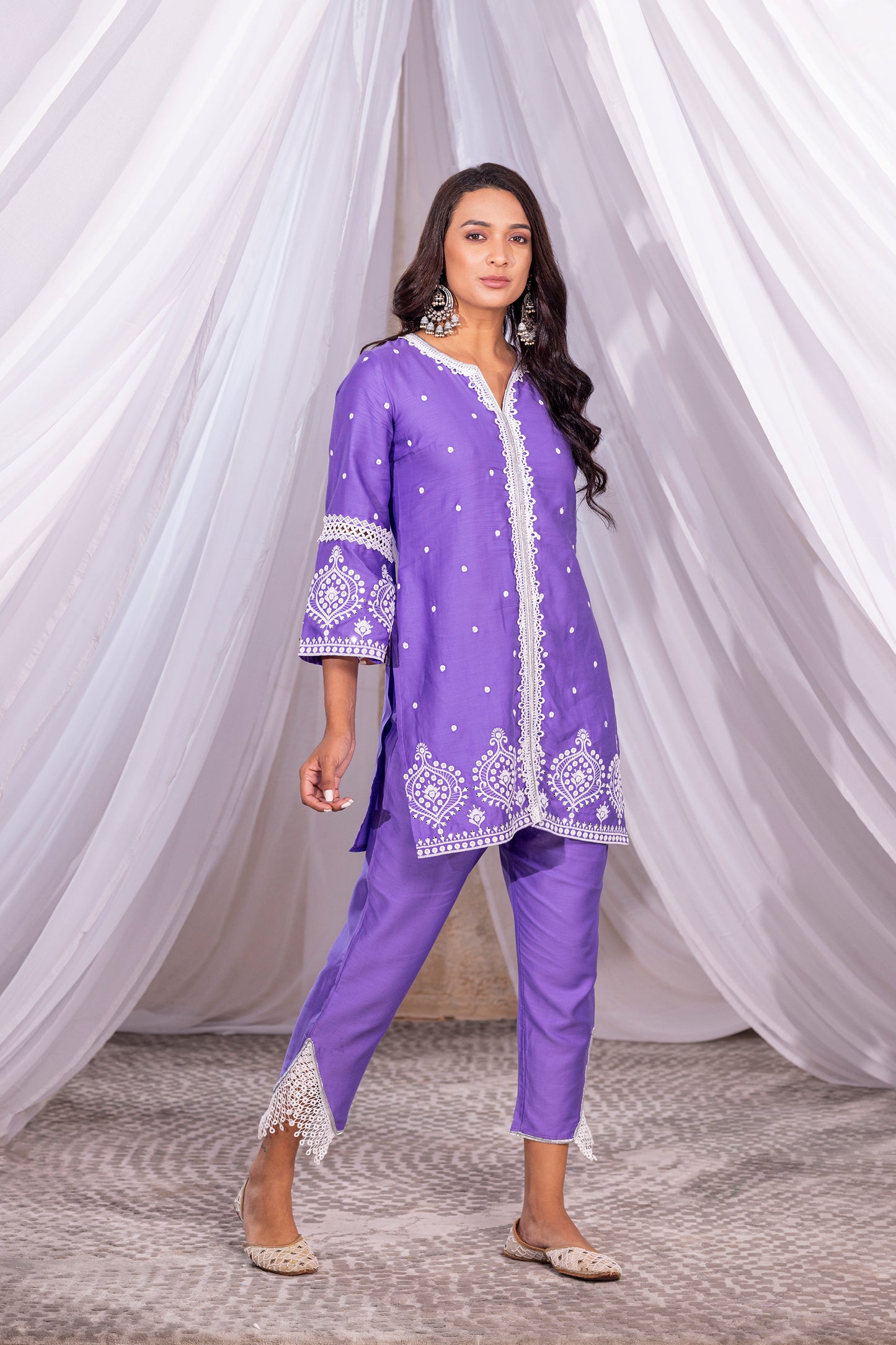 LILAC SEQUENCE EMBROIDERED KURTA SET