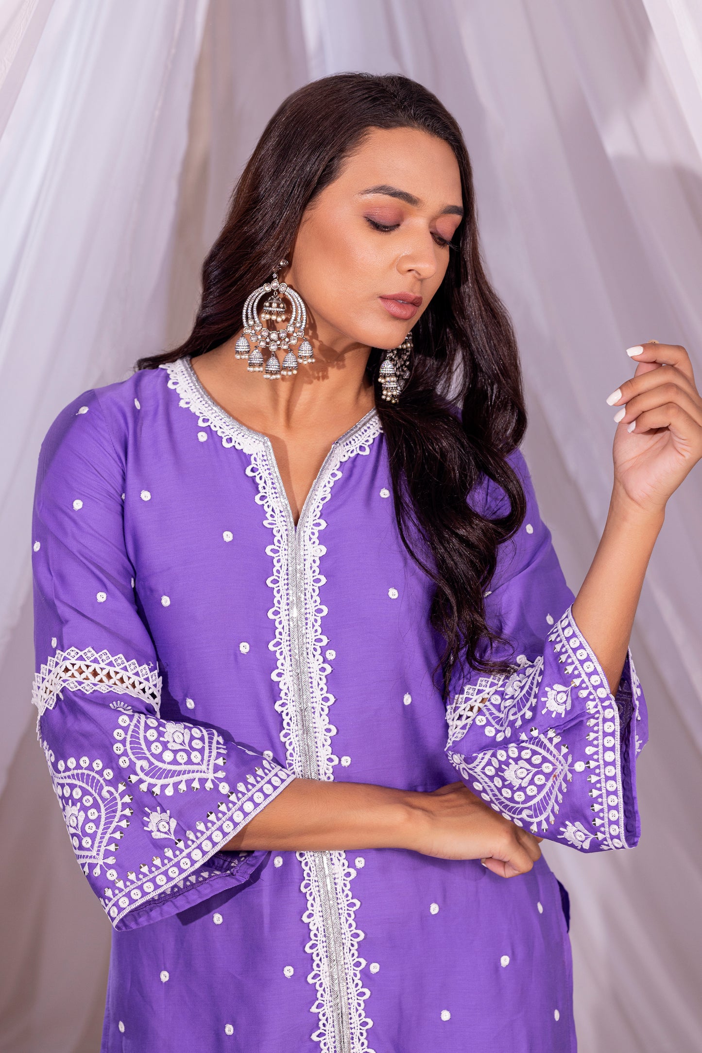 LILAC SEQUENCE EMBROIDERED KURTA SET