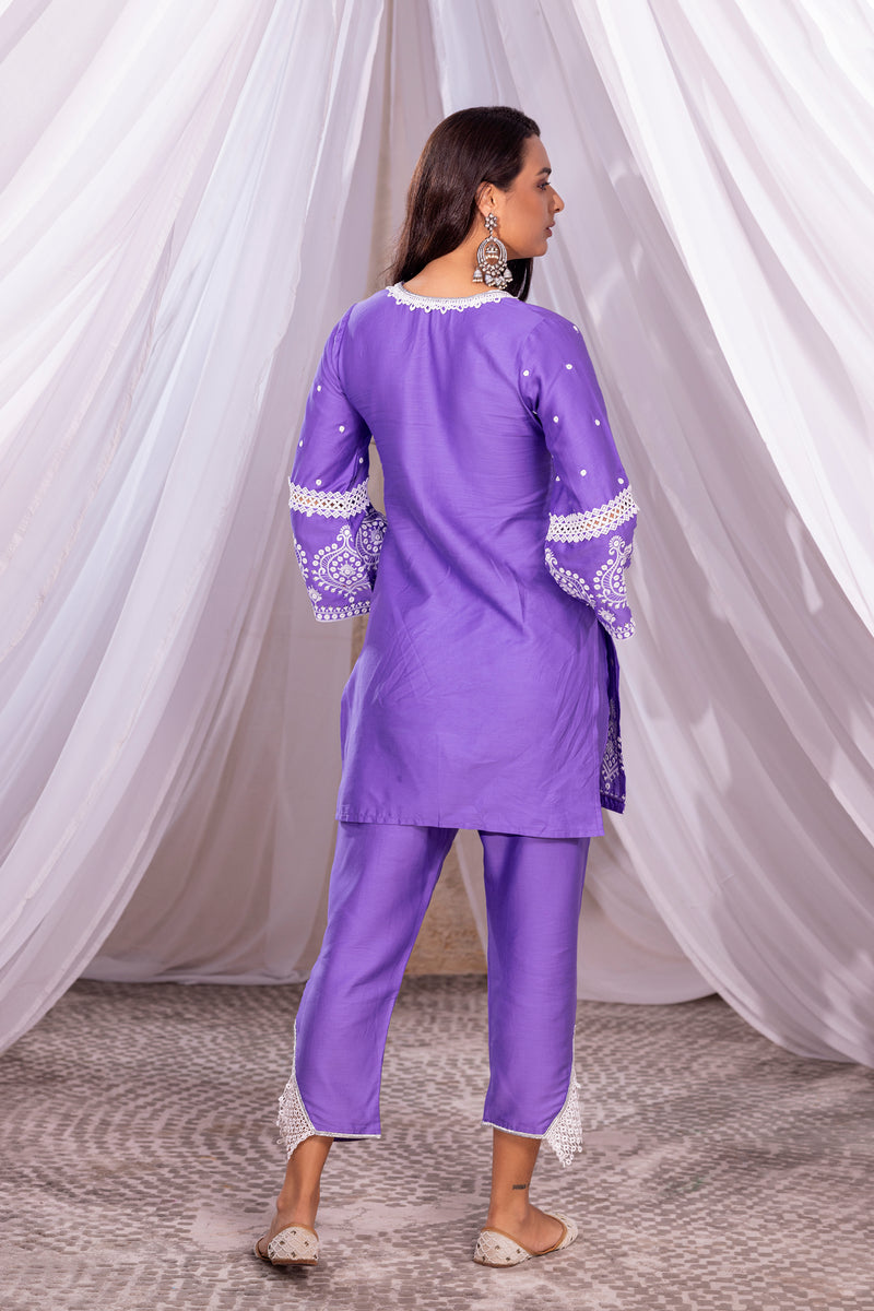 LILAC SEQUENCE EMBROIDERED KURTA SET