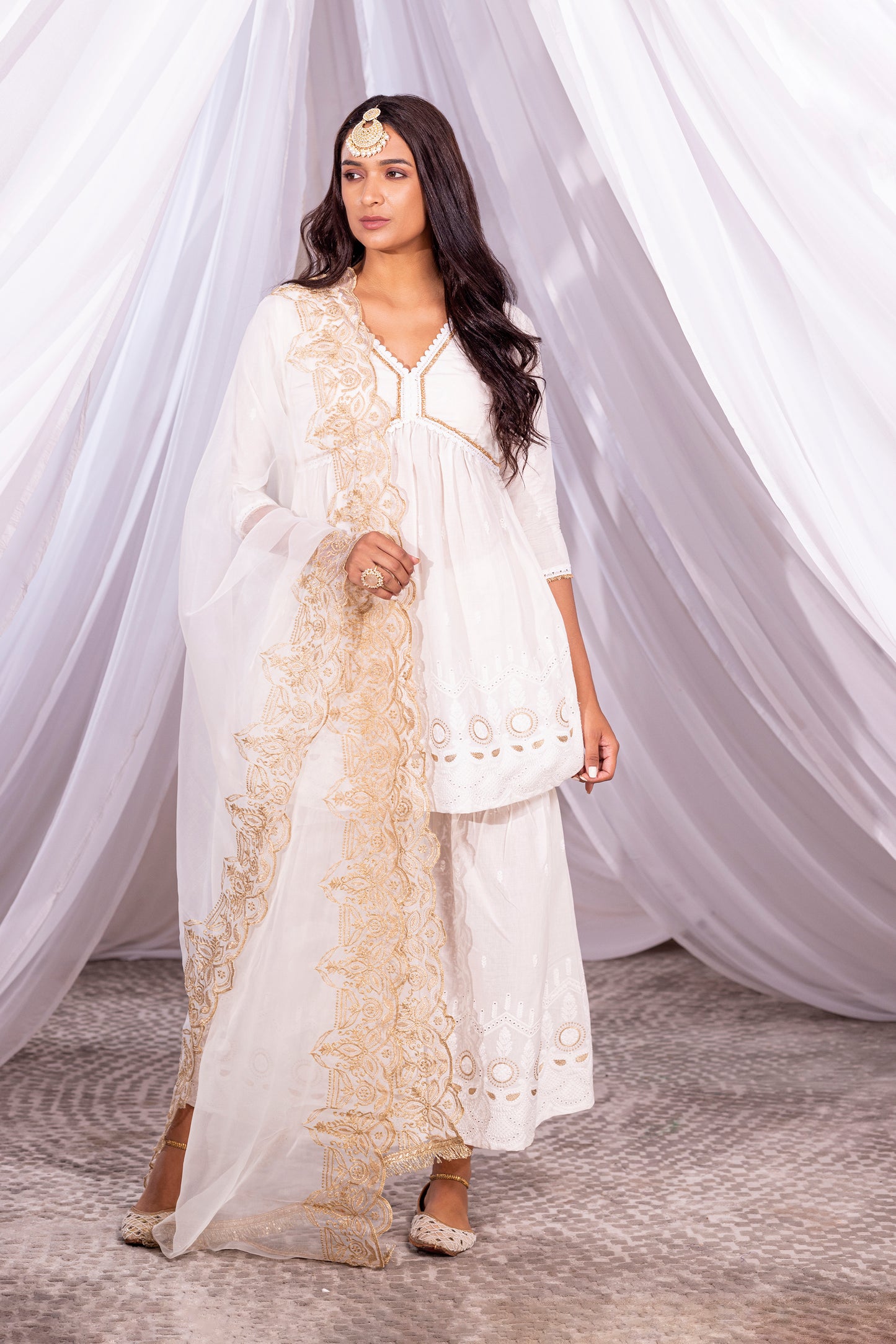 Ivory and Gold Short Suit Set