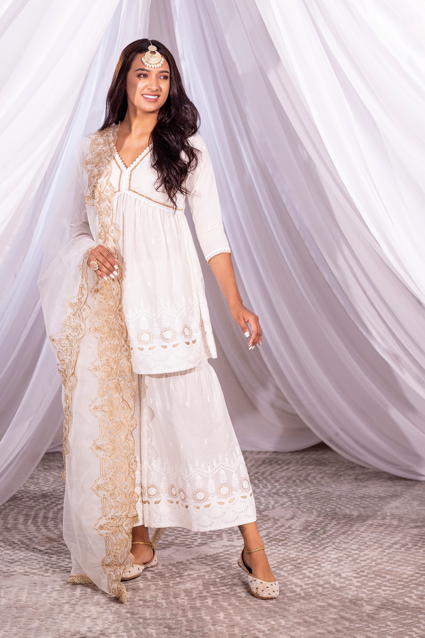 Ivory and Gold Short Suit Set