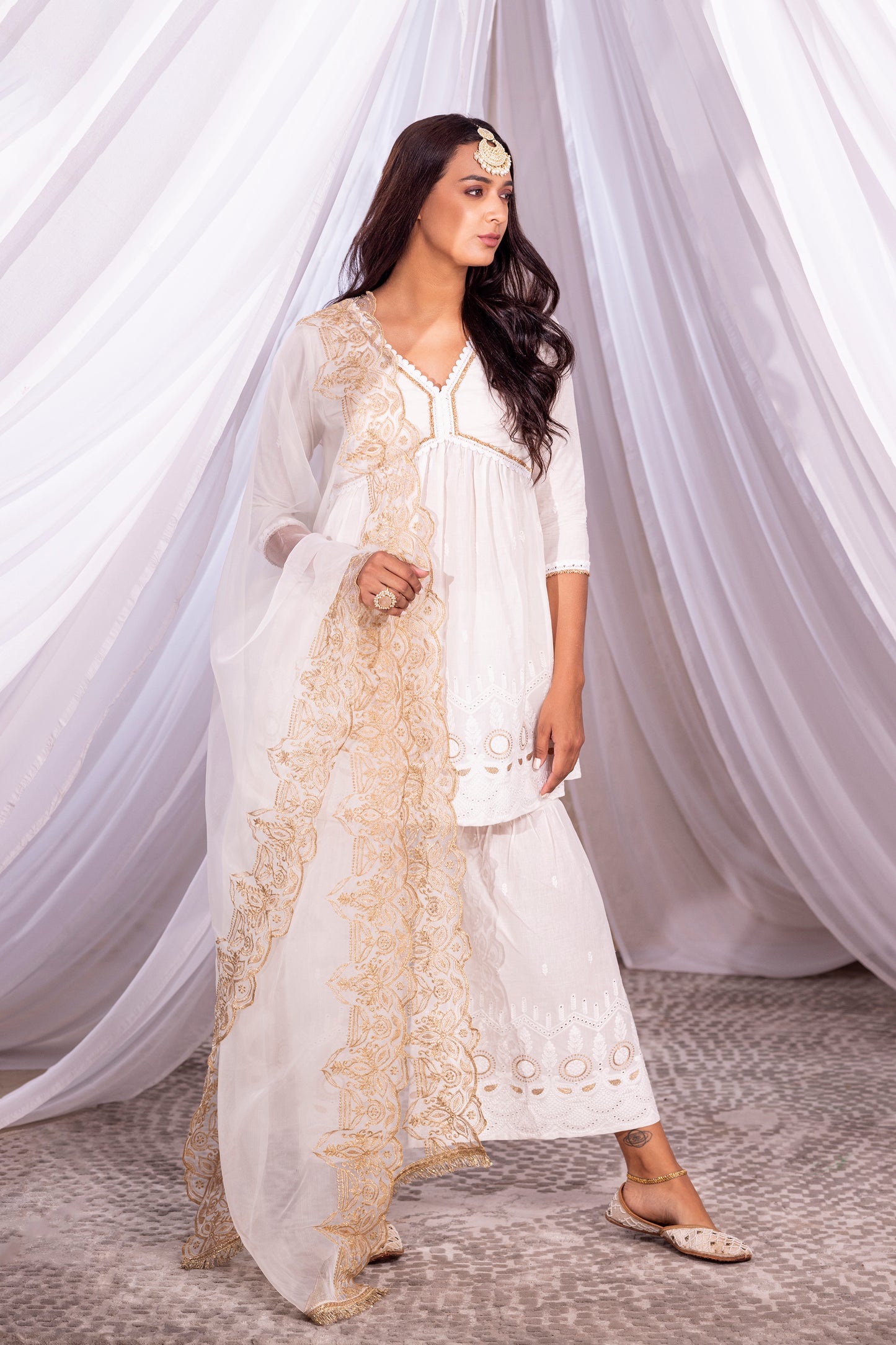 Ivory and Gold Short Suit Set