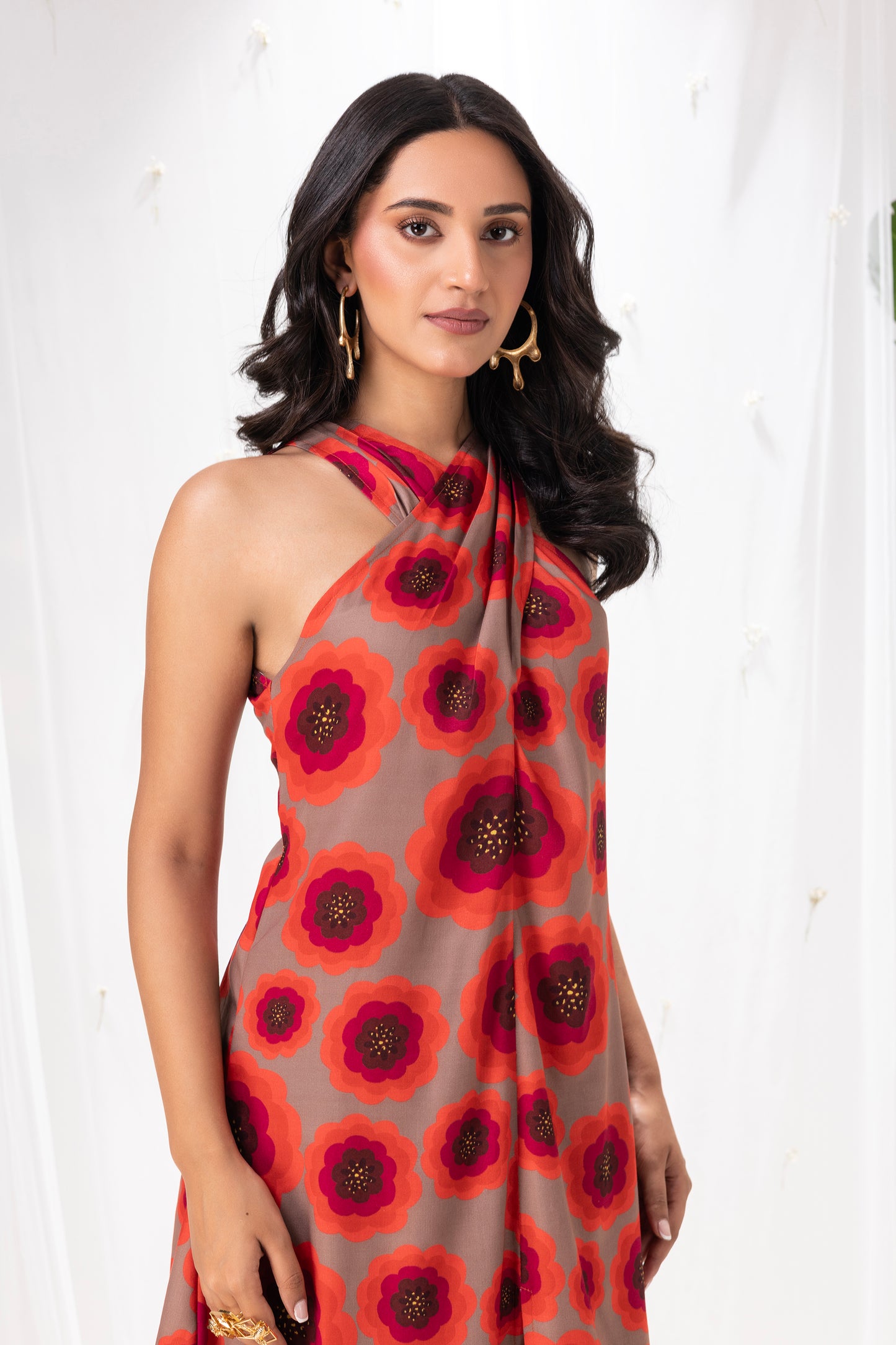 Oatmeal Floral Halter Tunic Set