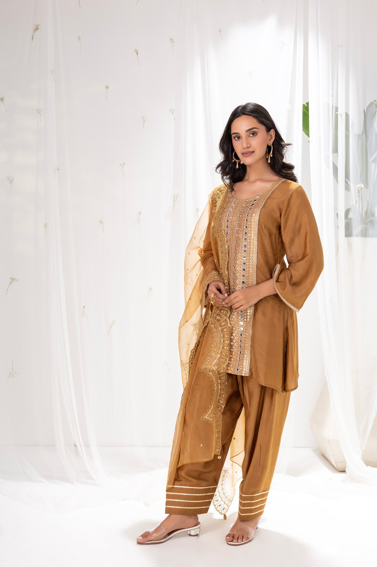 BRONZE EMBROIDERED FARSHI SALWAR SUIT