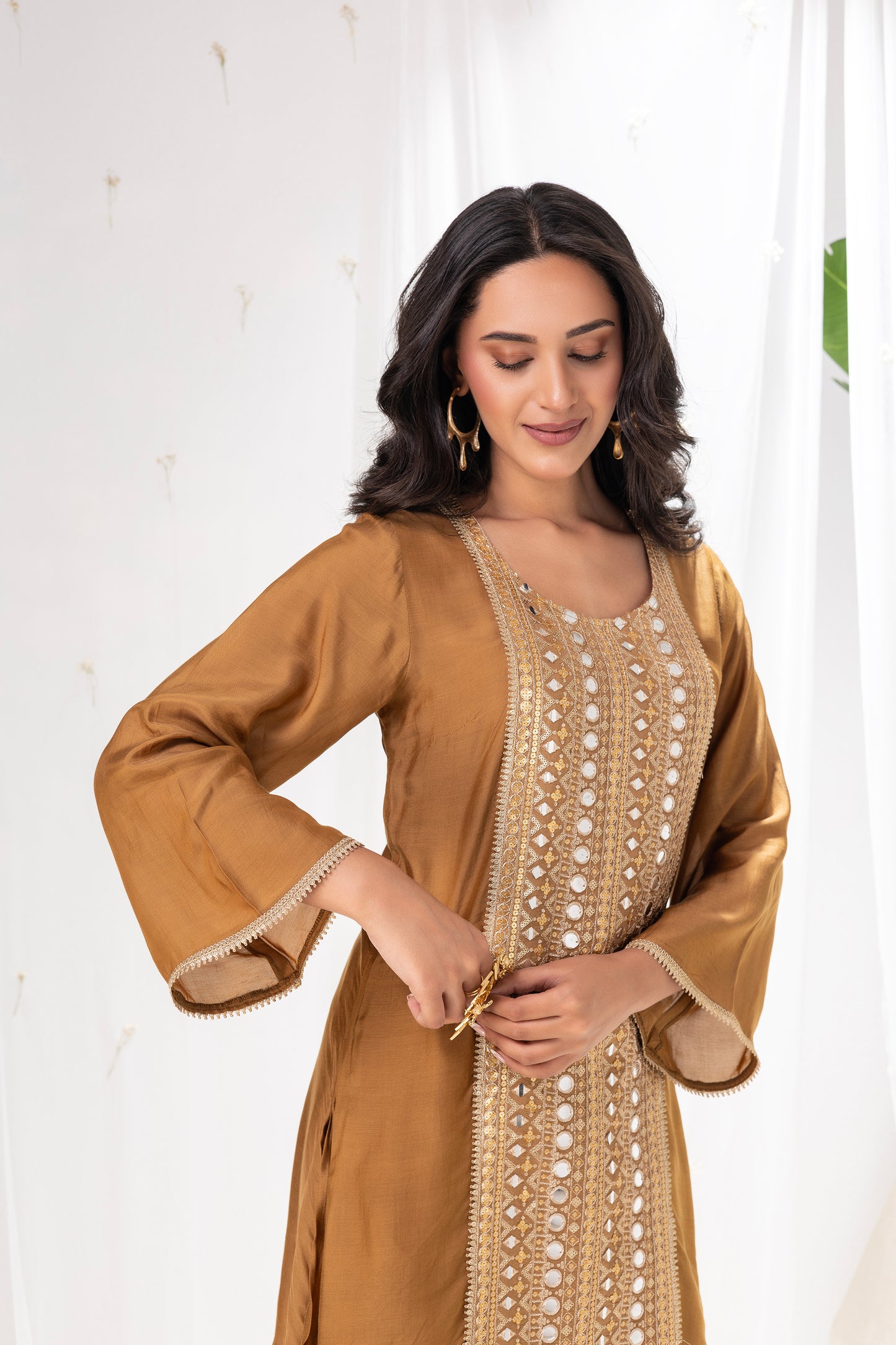 BRONZE EMBROIDERED FARSHI SALWAR SUIT