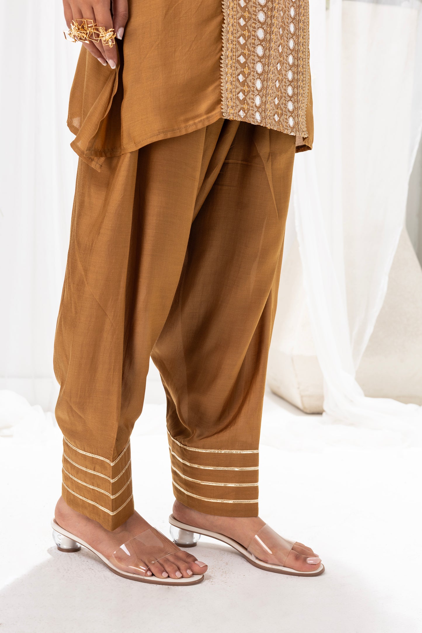 BRONZE EMBROIDERED FARSHI SALWAR SUIT
