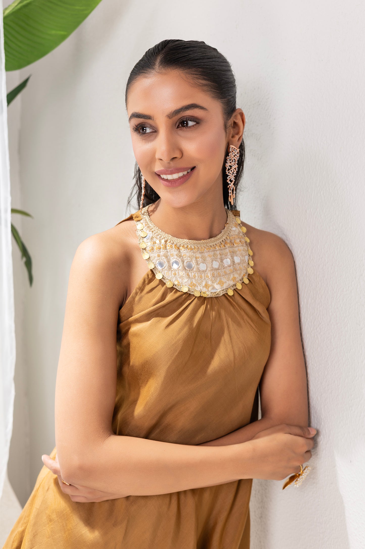 MOCHA HALTER SUIT SET