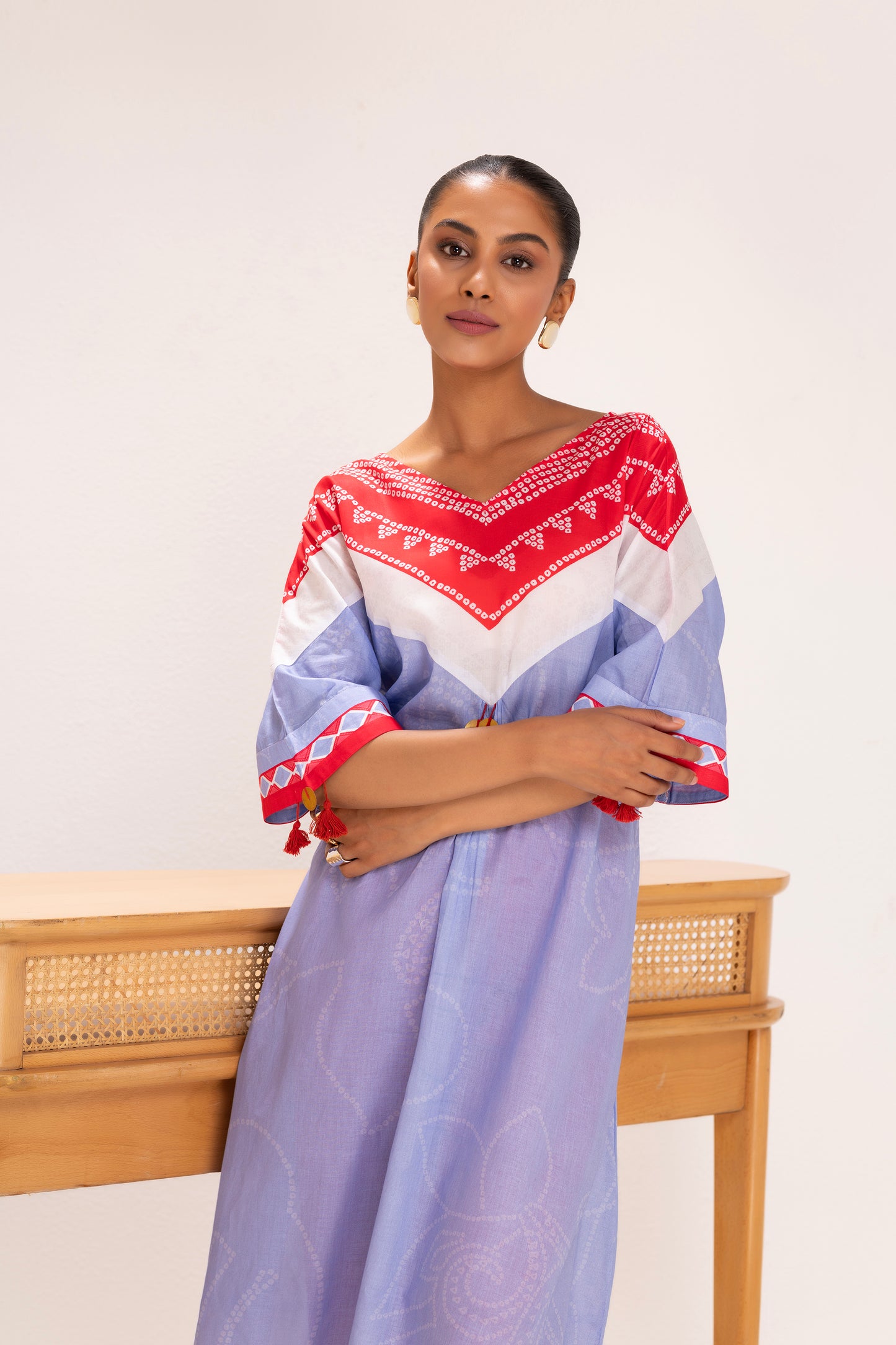 PASTEL BLUE SCARF PRINTED KURTA SET