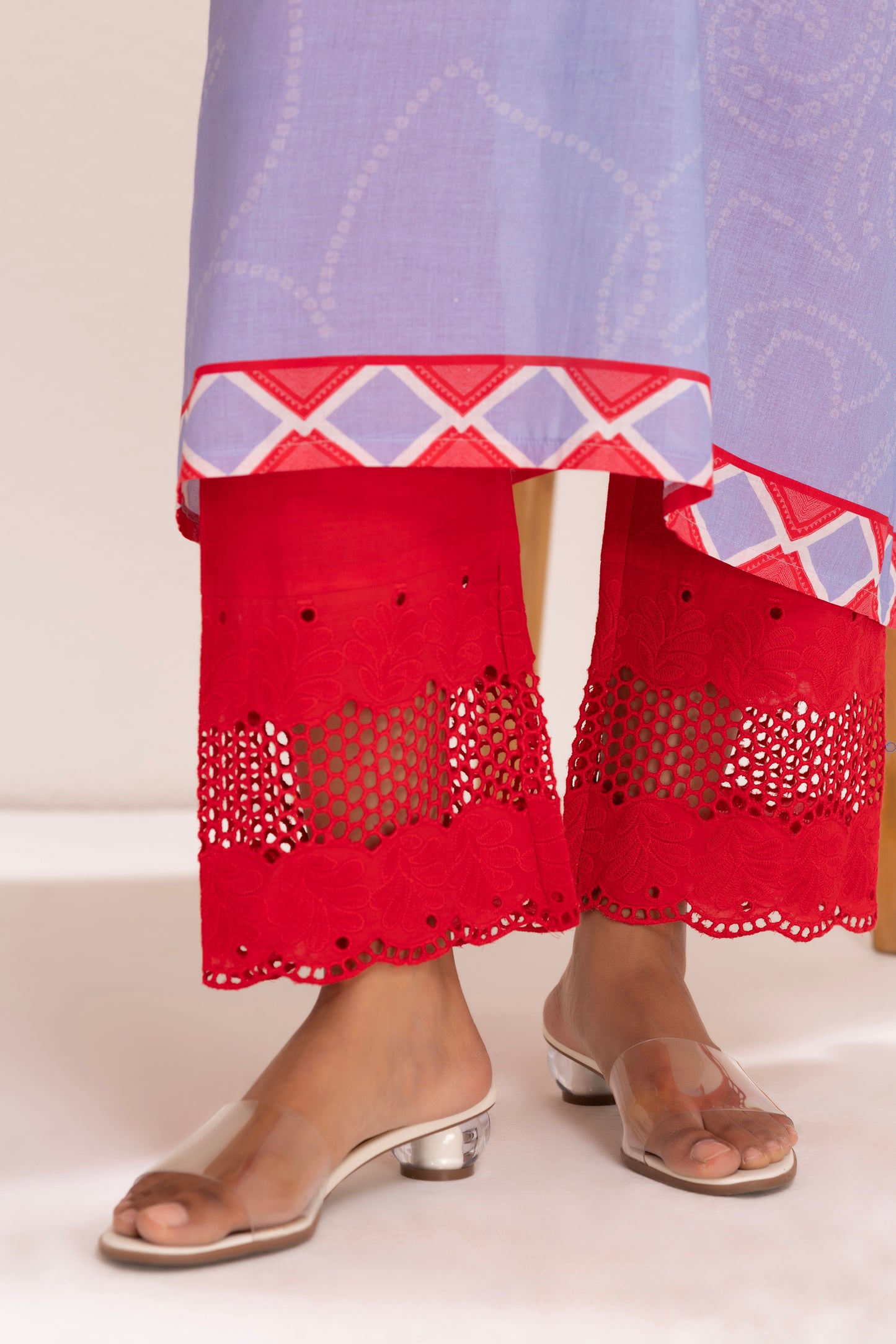 PASTEL BLUE SCARF PRINTED KURTA SET