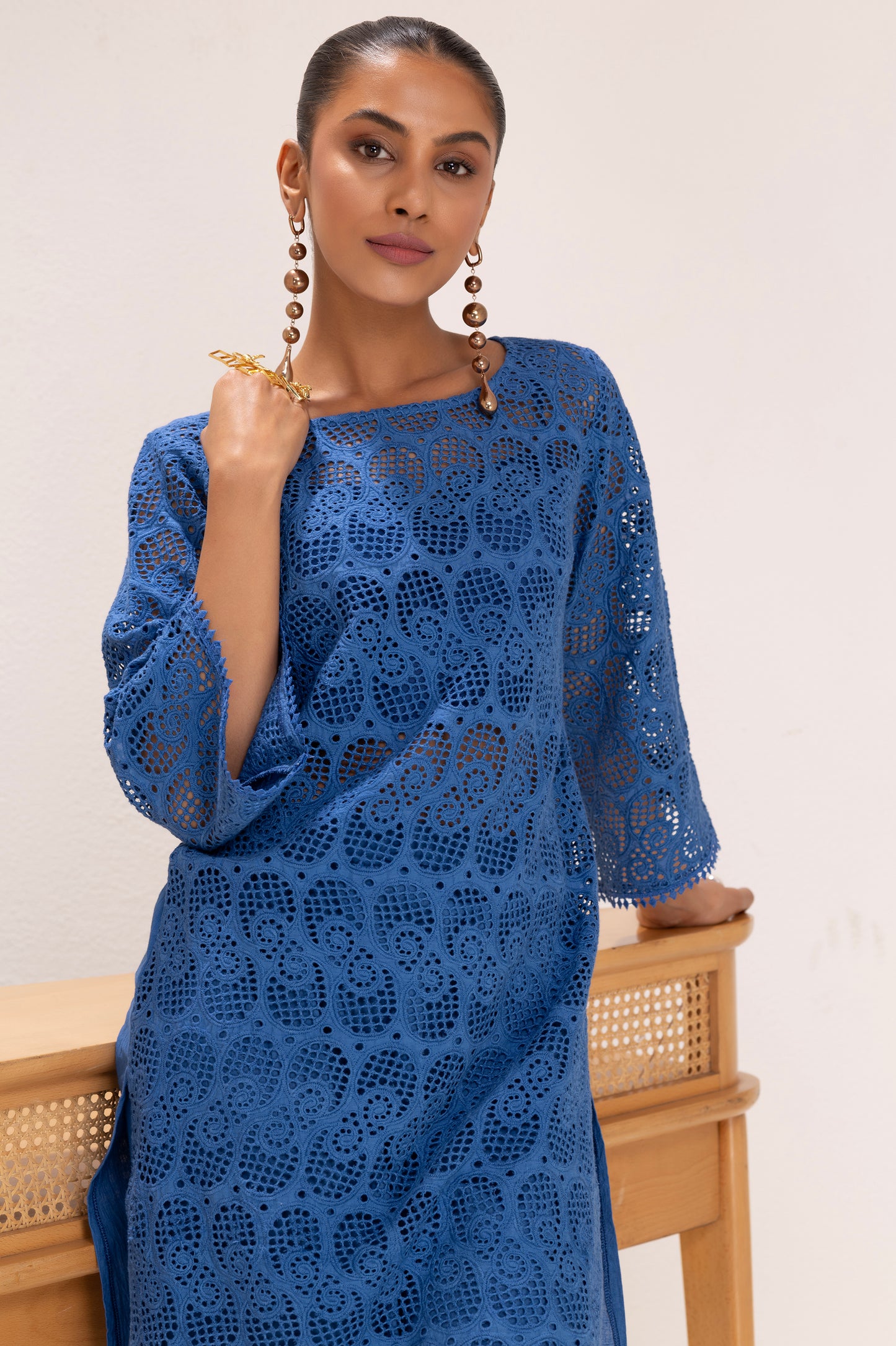 Royal Blue Embroidered kurta set