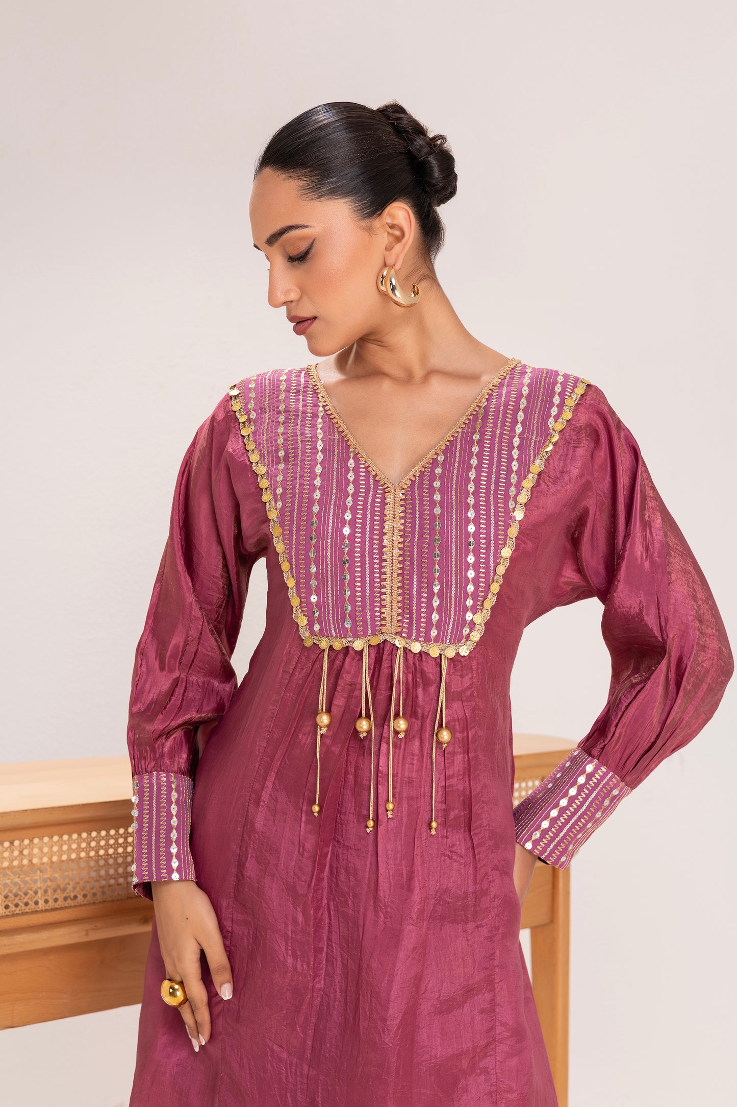 Rose Gold Embroidered kaftan Set